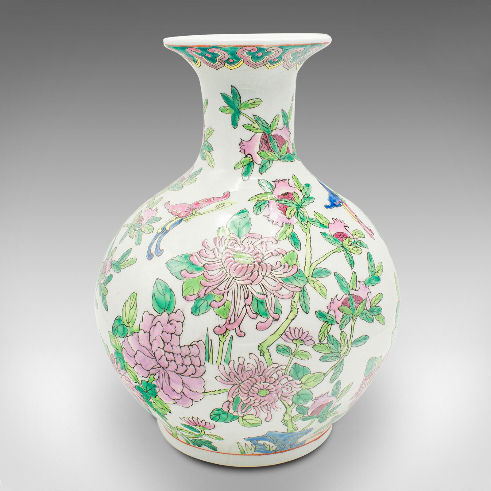 20th Century Vintage Art Deco Vase, Chinese, Ceramic, Baluster, Polychrome Finish, circa 1940 For Sale