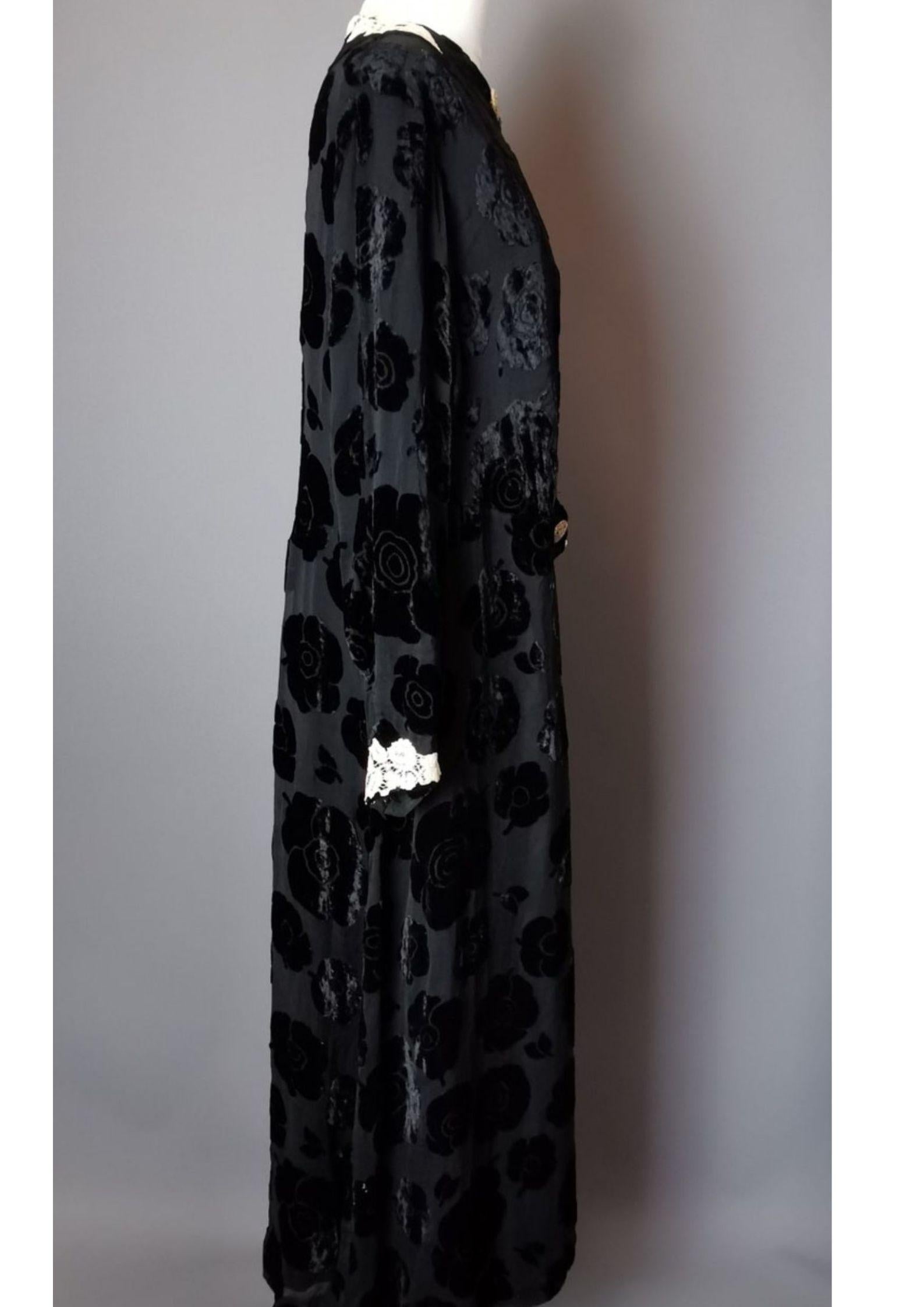 Women's Vintage Art Deco velvet devore dress, drop waisted