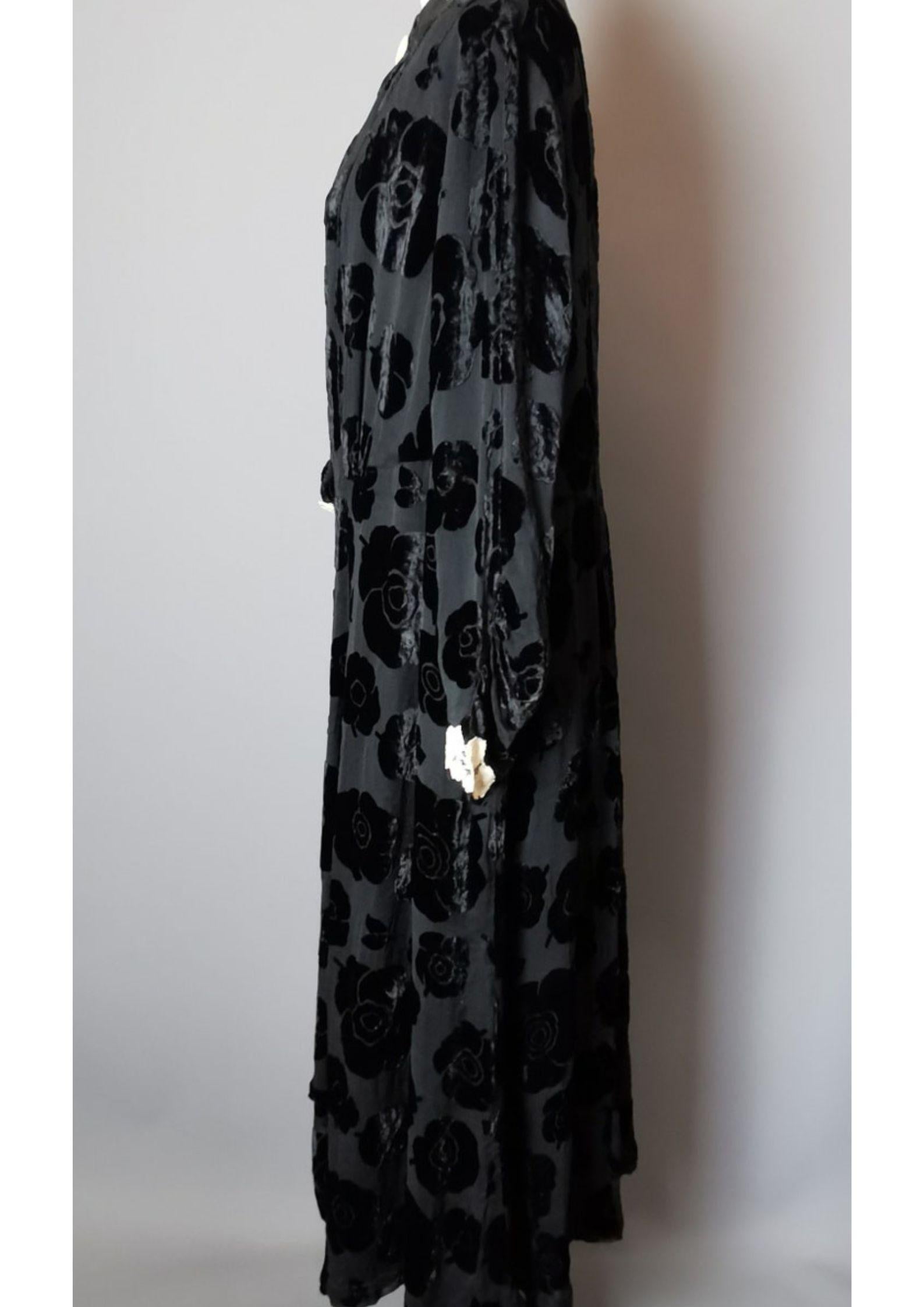 Vintage Art Deco velvet devore dress, drop waisted 2