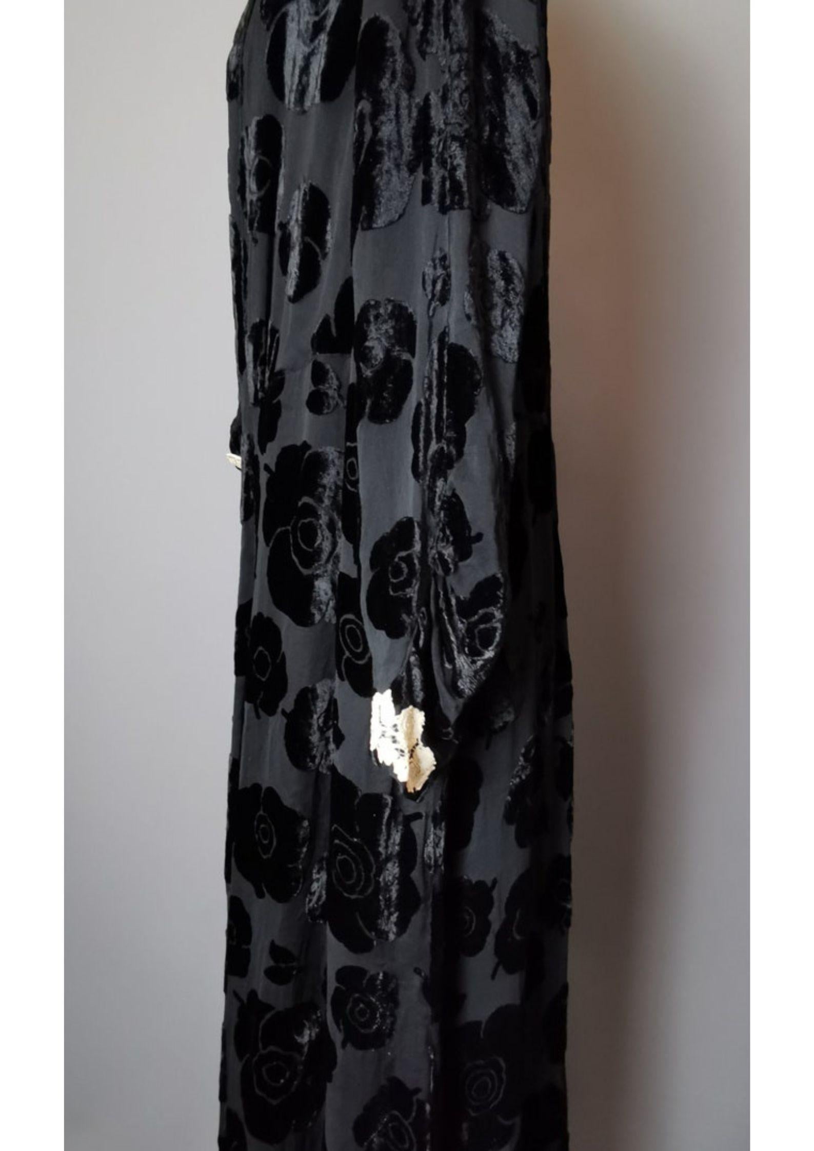 Vintage Art Deco velvet devore dress, drop waisted 4