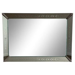 Retro Art Deco Venetian Etched Wall Mirror