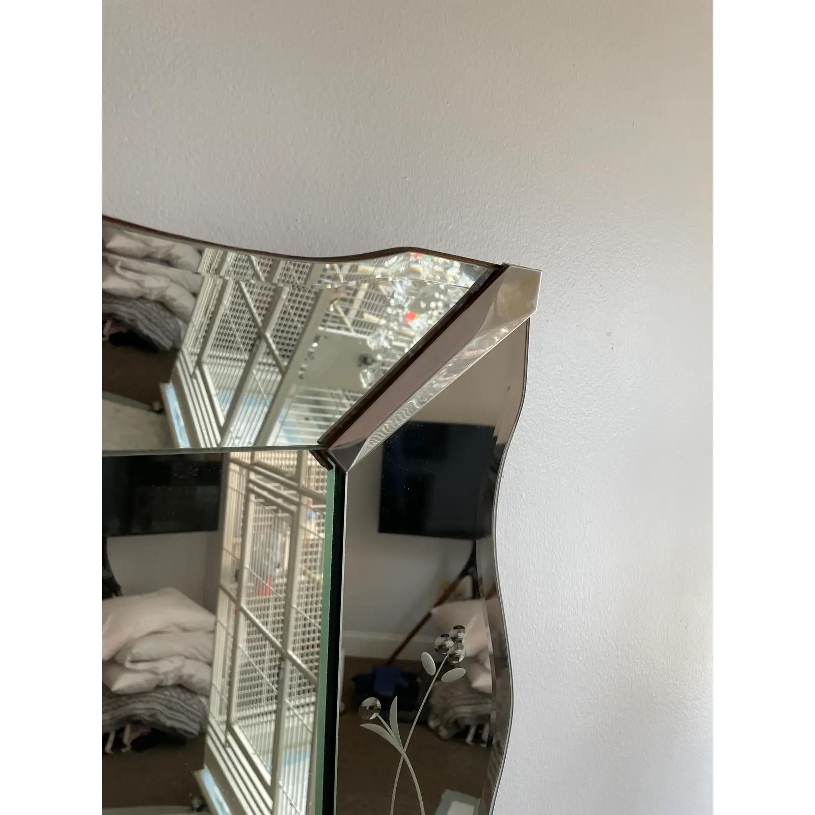 Unknown Vintage Art Deco Venetian Scalloped Shadowbox Mirror For Sale