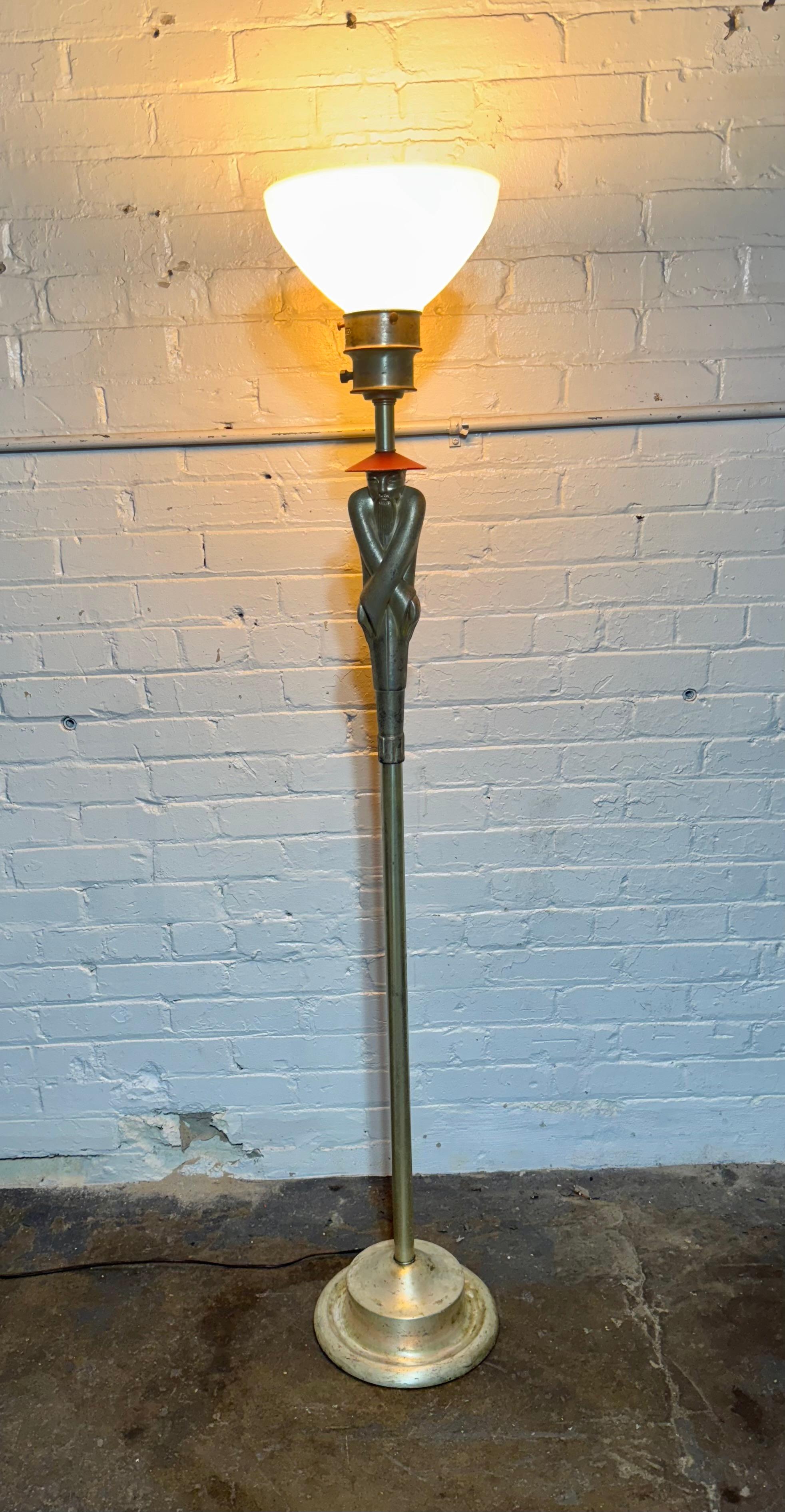 Vintage Art Deco Viktor Schreckengost Chinoiserie (Chinamann) Stehleuchte (Art déco) im Angebot