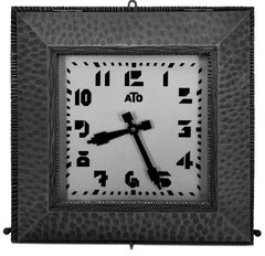 Vintage Art Deco Wall Clock by ATO, Wood and Metal, France, 1920