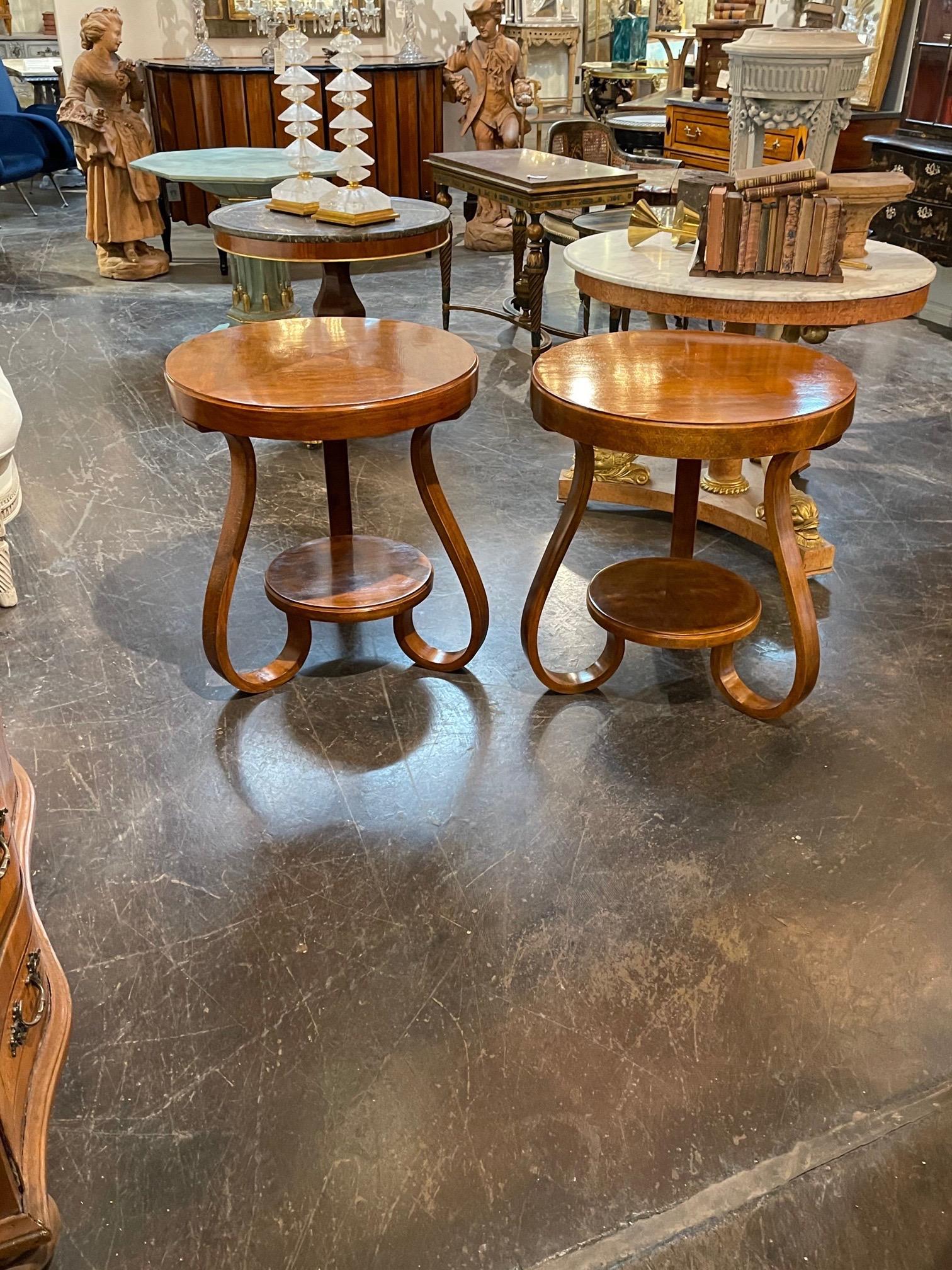 20th Century Vintage Art Deco Walnut Side Tables