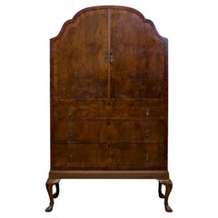 Vintage Art Deco Walnut Tallboy Chest Linen Cabinet Press Waring & Gillow, 1930s