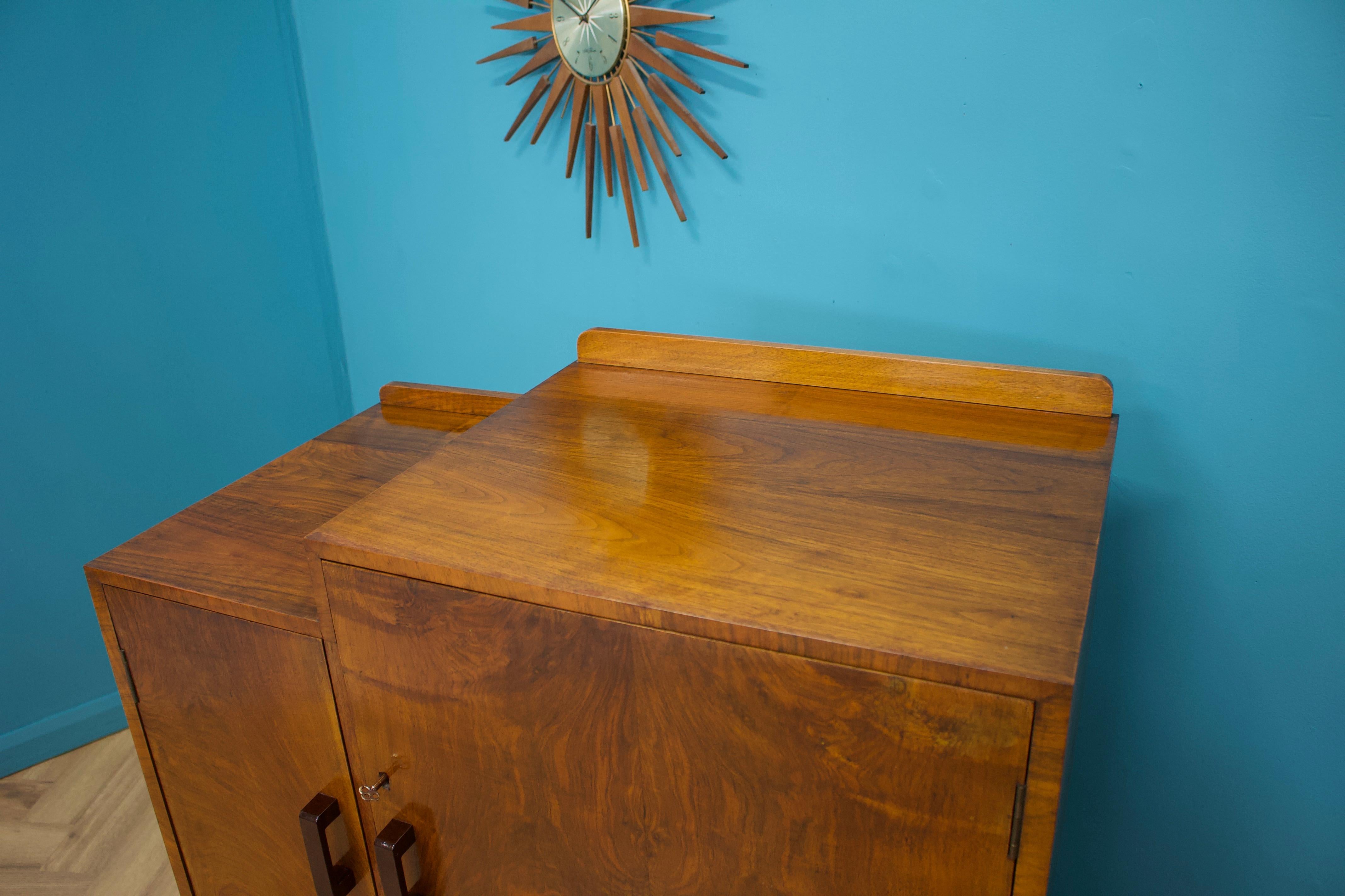 Vintage Art Deco Walnut Tallboy / Linen Cabinet Press, 1930s 3