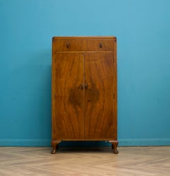 Vintage Art Deco Walnut Tallboy / Linen Cabinet Press, 1930s
