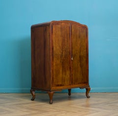 Vintage Art Deco Walnut Tallboy / Linen Cabinet Press, 1930s