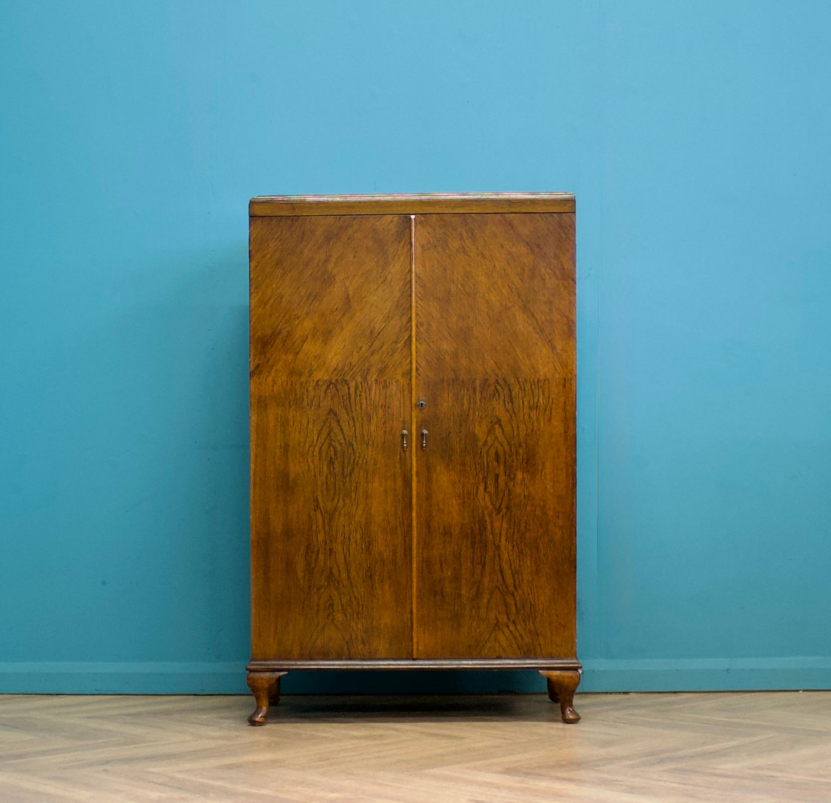 Veneer Vintage Art Deco Walnut Tallboy / Linen Cabinet Press, 1930s For Sale
