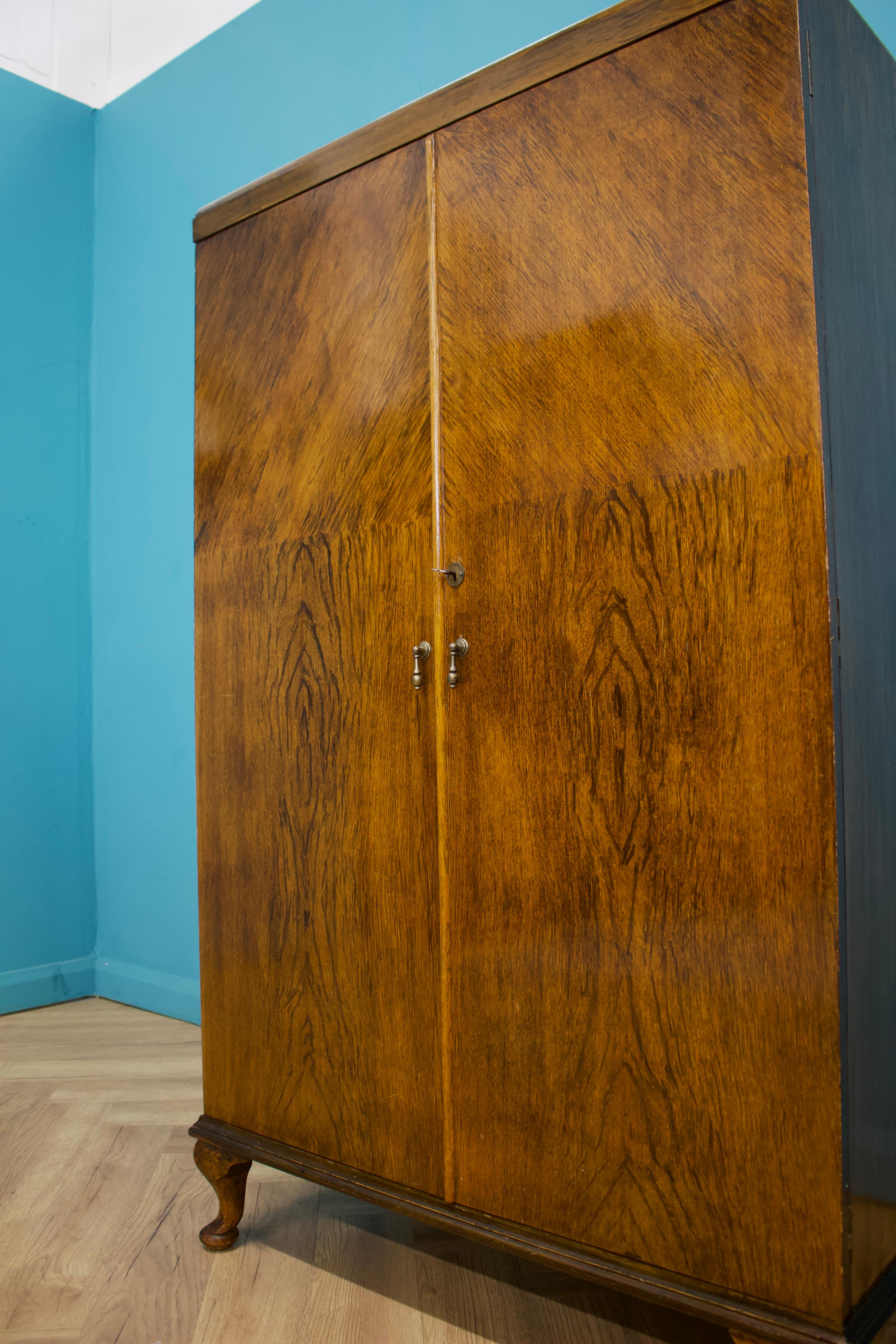 Mid-20th Century Vintage Art Deco Walnut Tallboy / Linen Cabinet Press, 1930s For Sale