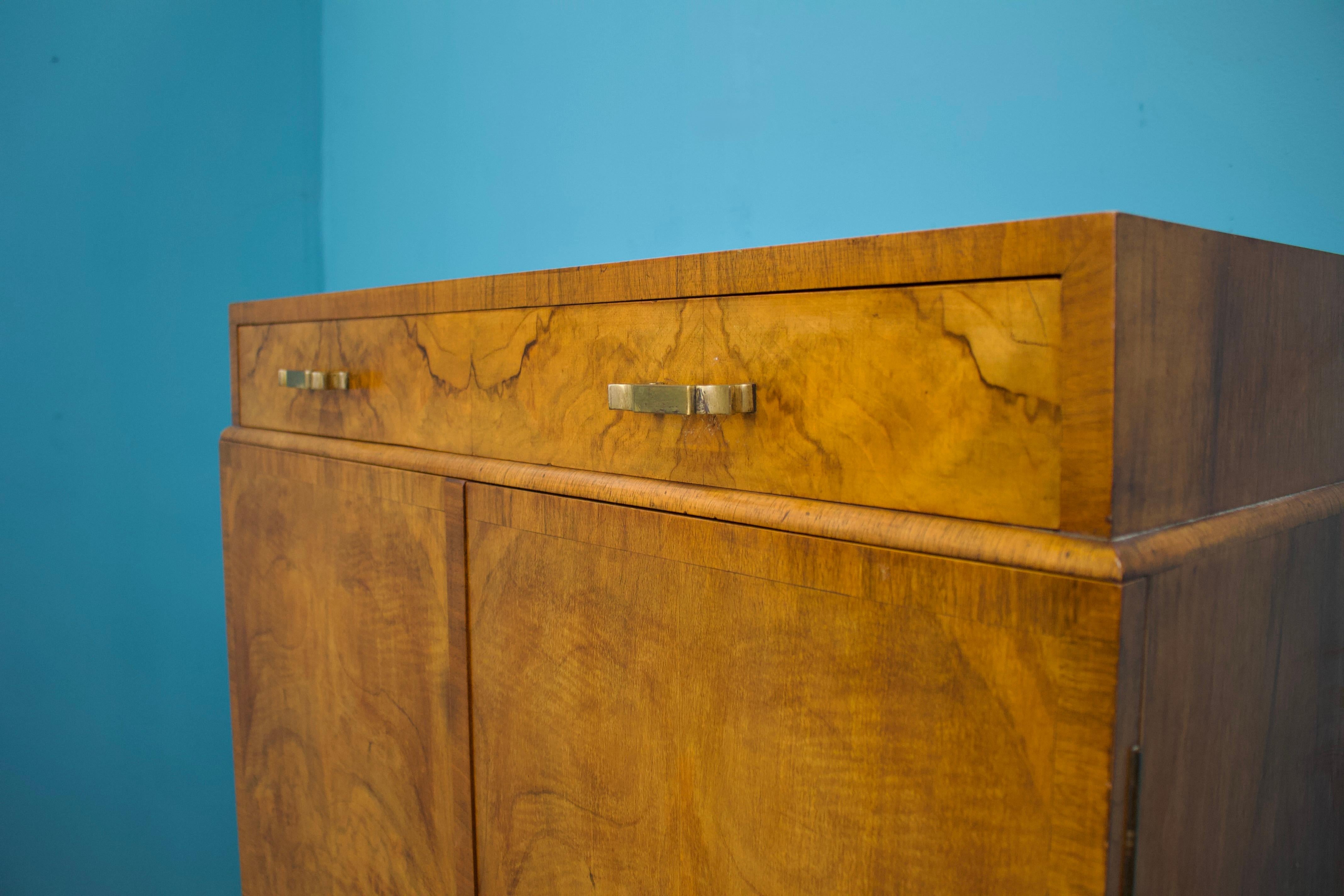 Wood Vintage Art Deco Walnut Tallboy / Linen Cabinet Press, 1930s For Sale