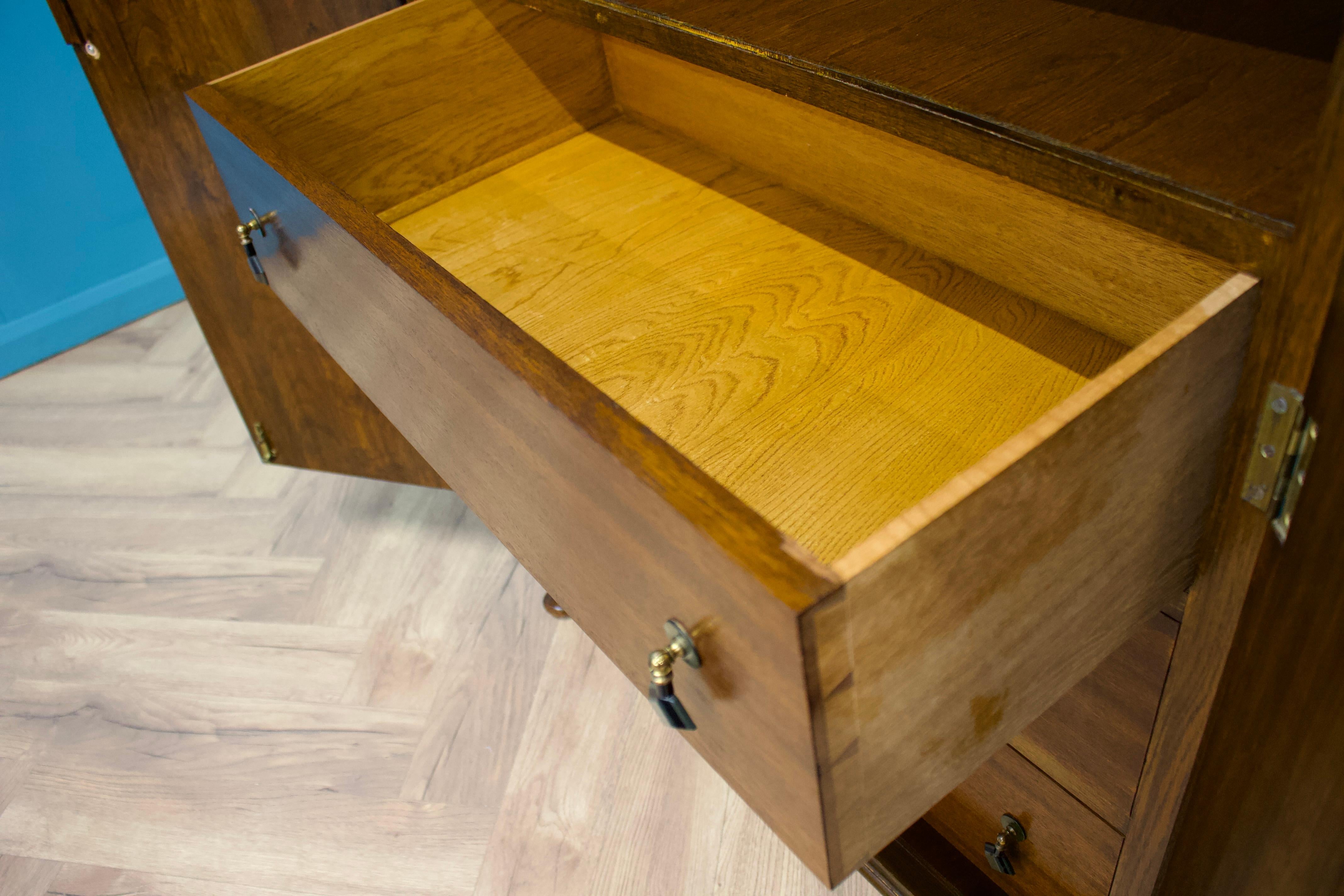 Wood Vintage Art Deco Walnut Tallboy / Linen Cabinet Press, 1930s For Sale