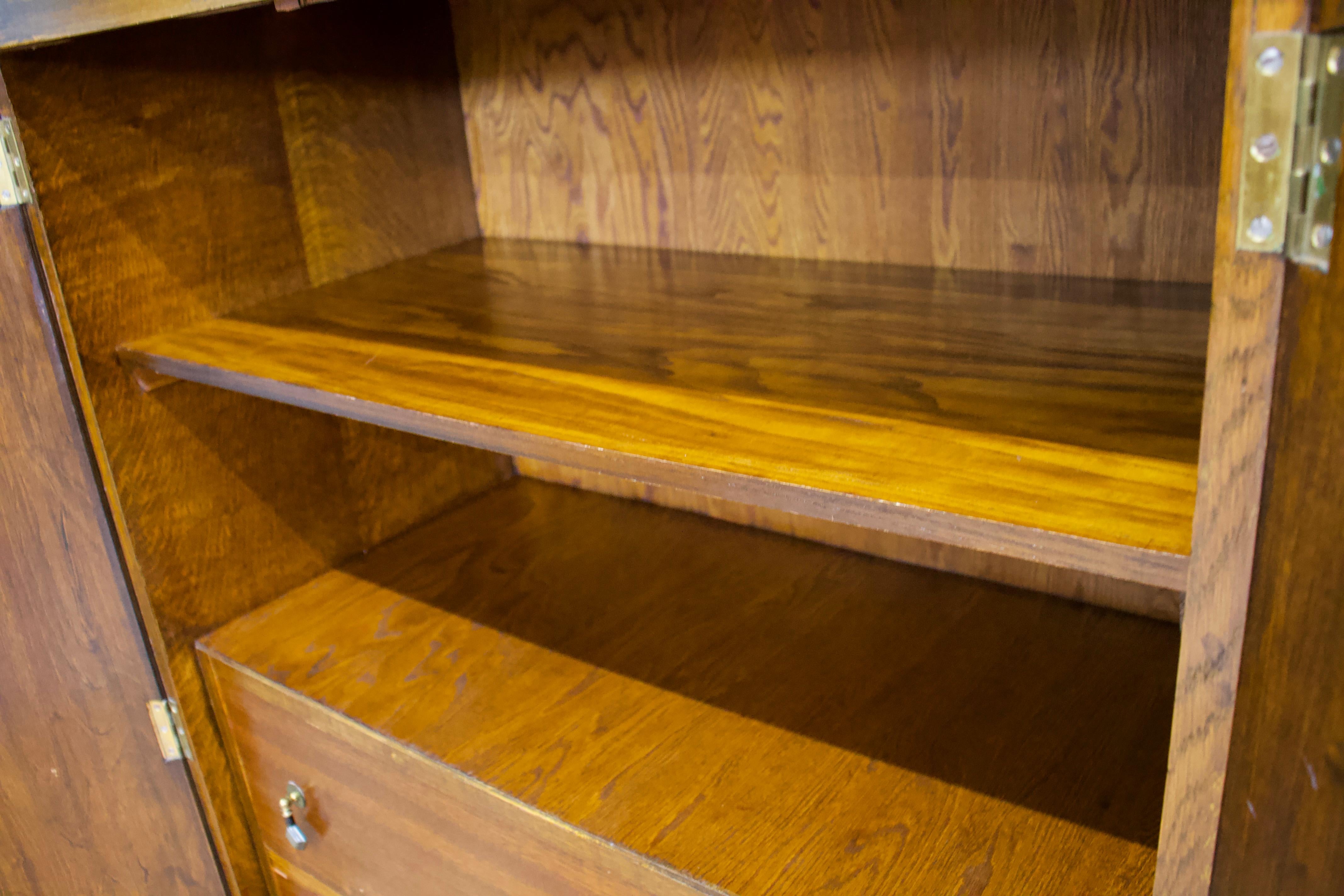 Vintage Art Deco Walnut Tallboy / Linen Cabinet Press, 1930s For Sale 1