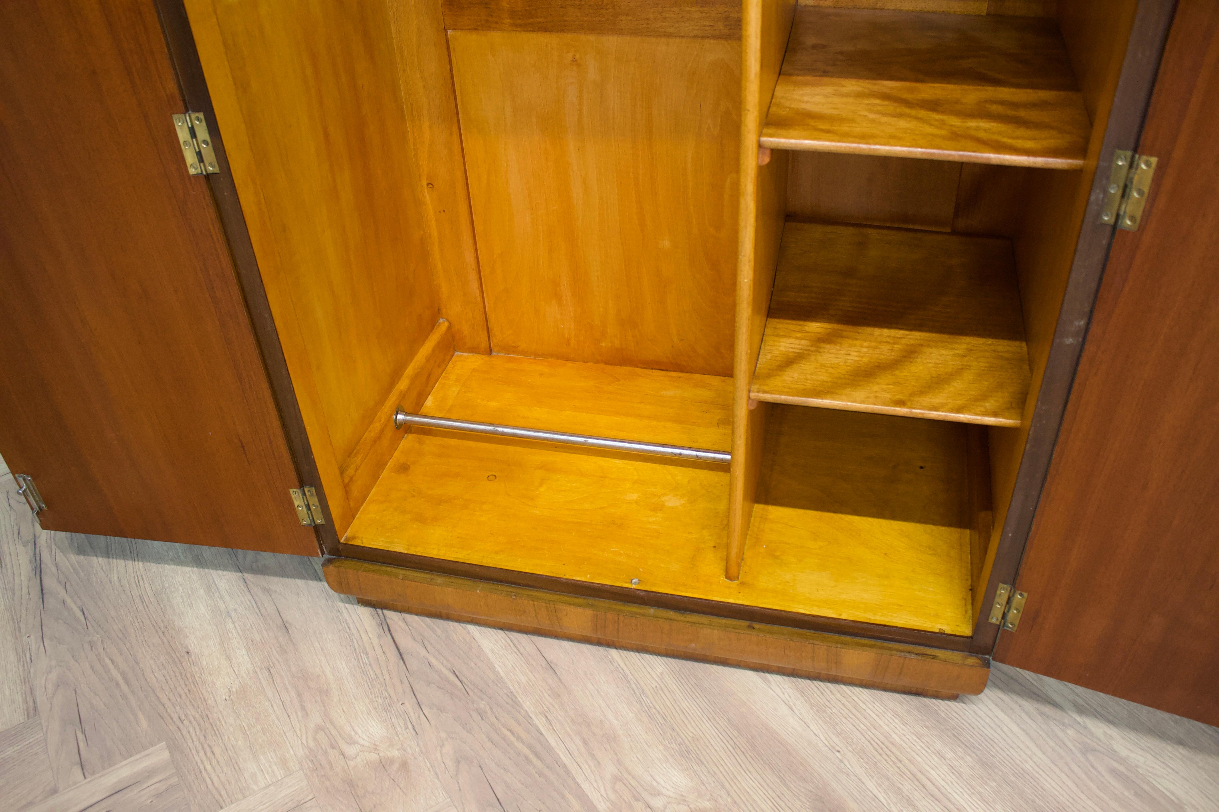 Vintage Art Deco Walnut Tallboy / Linen Cabinet Press, 1930s For Sale 2