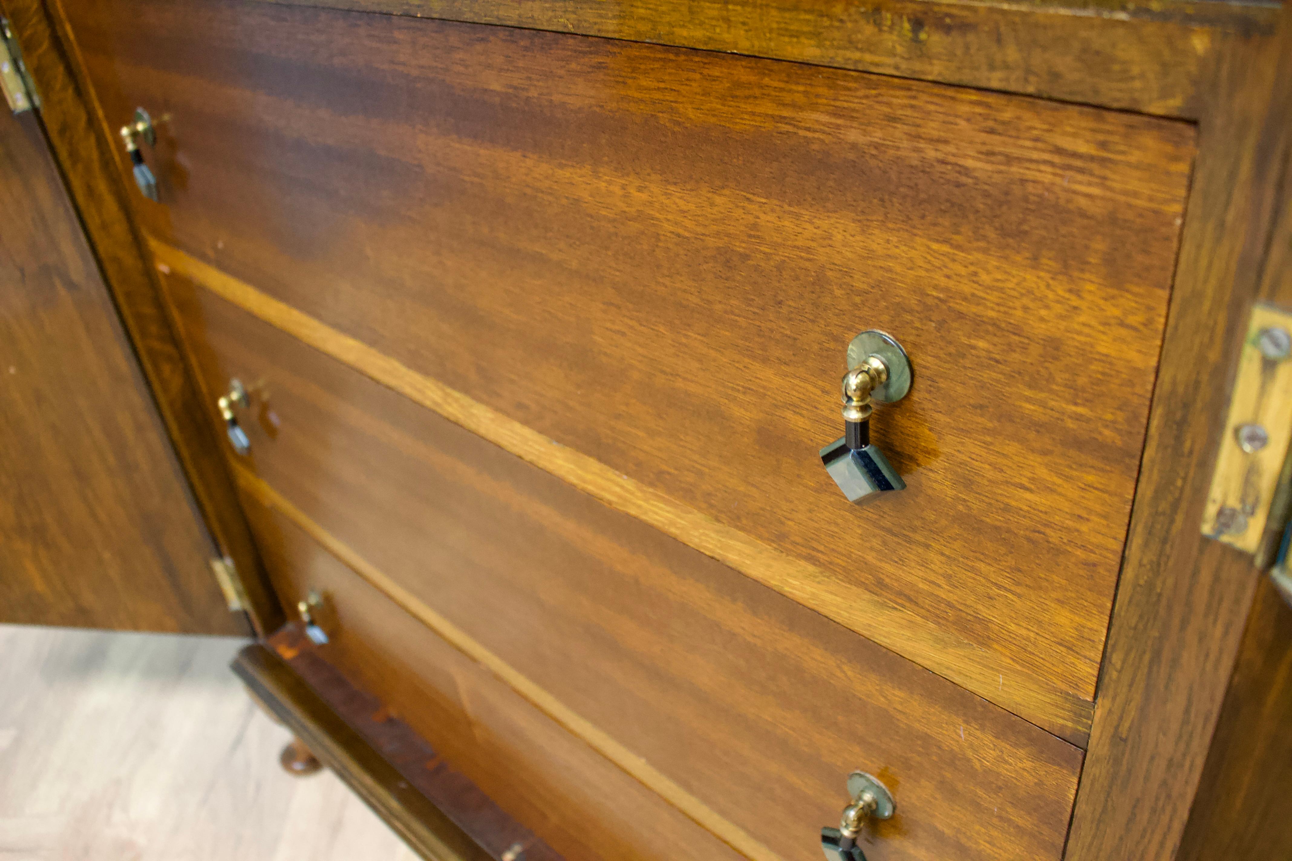 Vintage Art Deco Walnut Tallboy / Linen Cabinet Press, 1930s For Sale 2