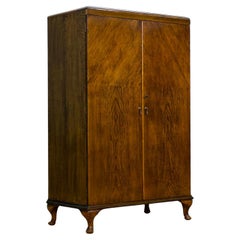 Vintage Art Deco Walnut Tallboy / Linen Cabinet Press, 1930s