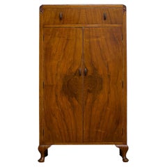 Vintage Art Deco Walnut Tallboy / Linen Cabinet Press, 1930s