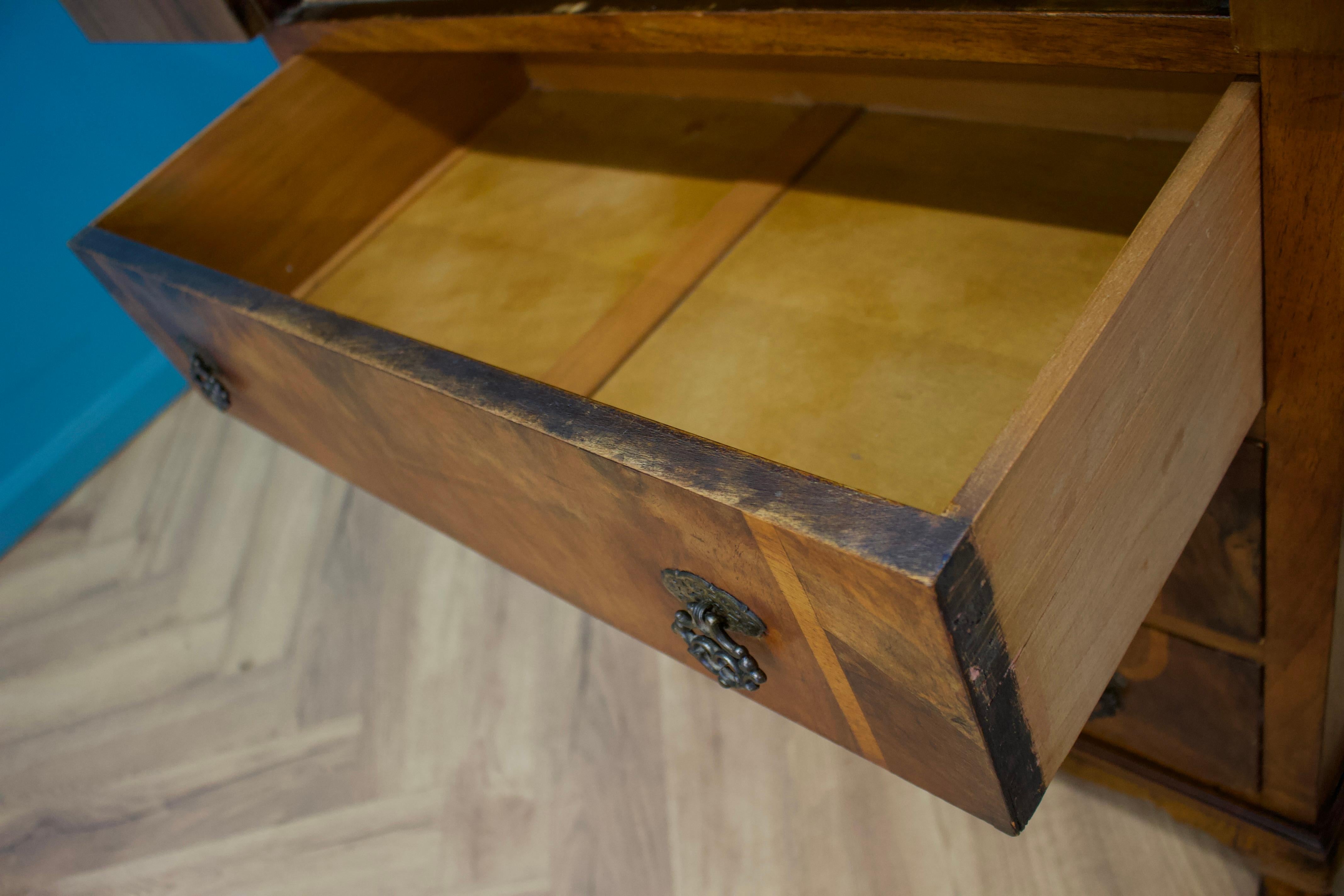 Mid-20th Century Vintage Art Deco Walnut Tallboy / Linen Cabinet Press For Sale