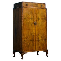 Vintage Art Deco Walnut Tallboy / Linen Cabinet Press