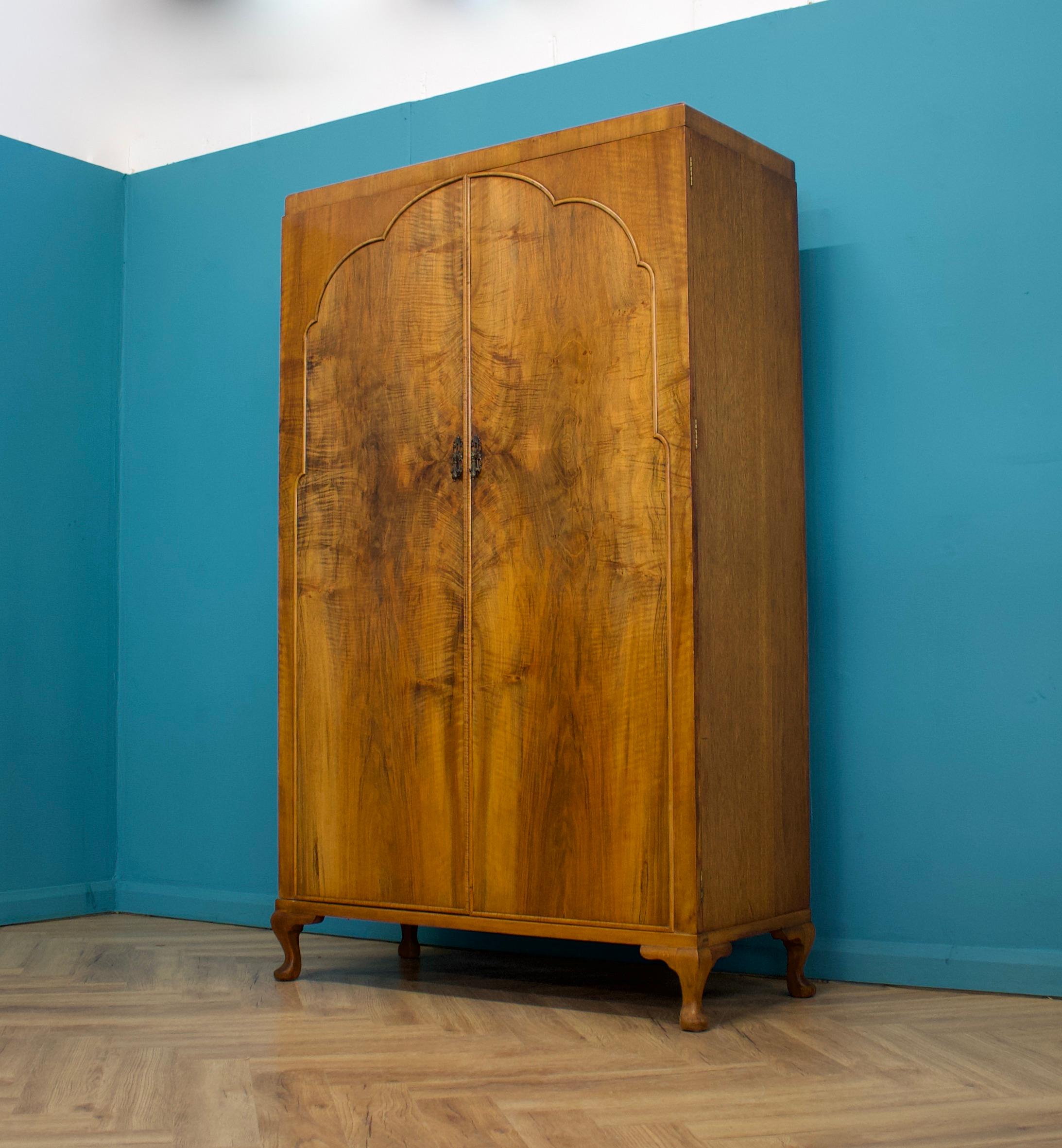 Veneer Vintage Art Deco Walnut Wardrobe Waring & Gillow. 1930s 1 of 3 of set