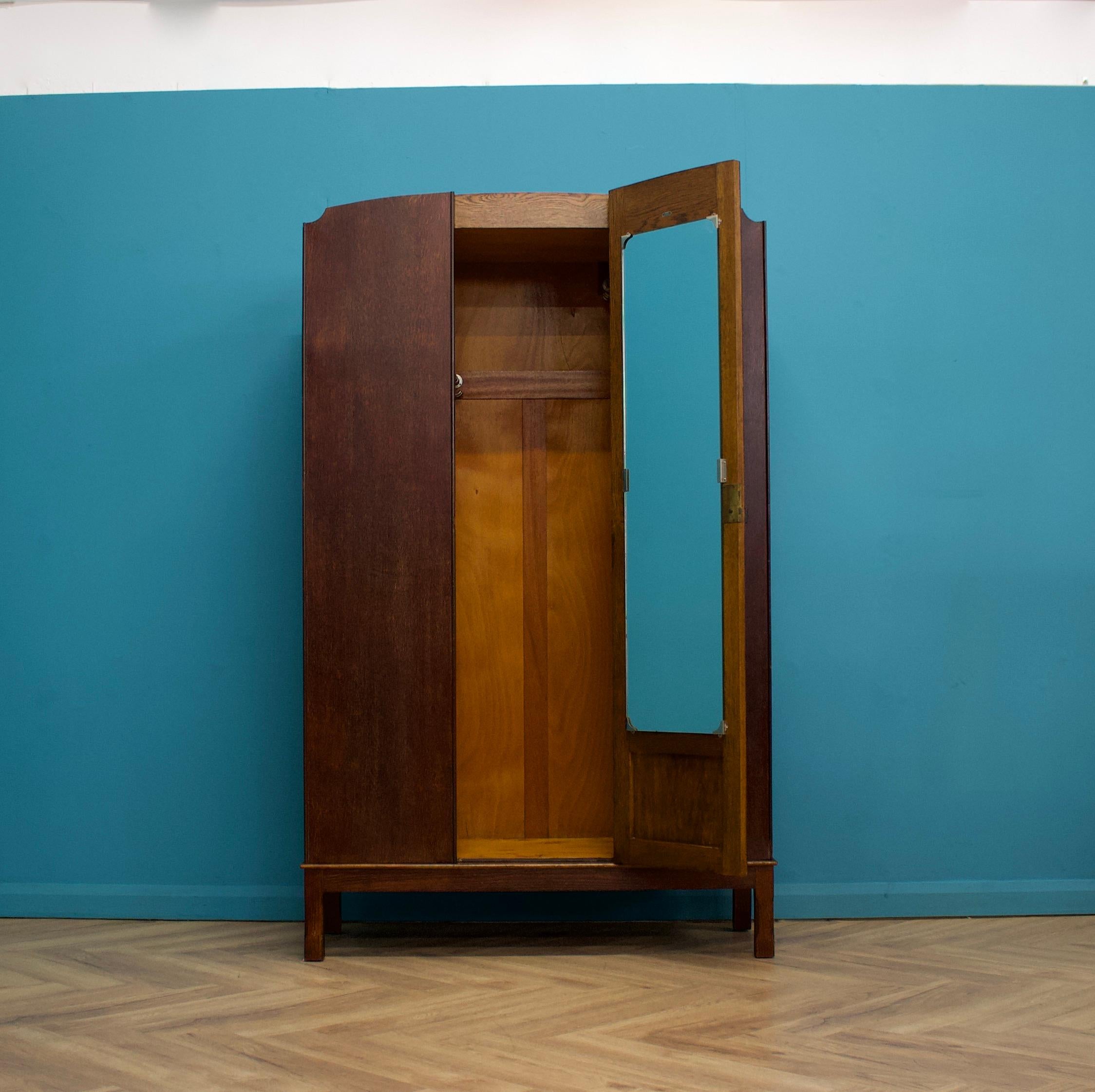 Vintage Art Deco Wardrobe in Oak in the manner of Heals, 1930s 1