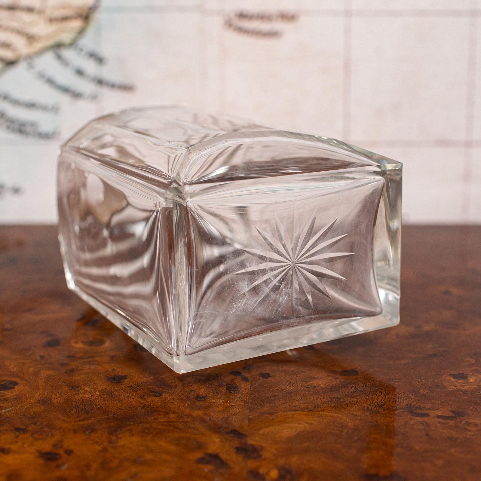 Vintage Art Deco Whiskey Decanter, English, Glass, Silver, Hallmarked, C.1930 For Sale 3