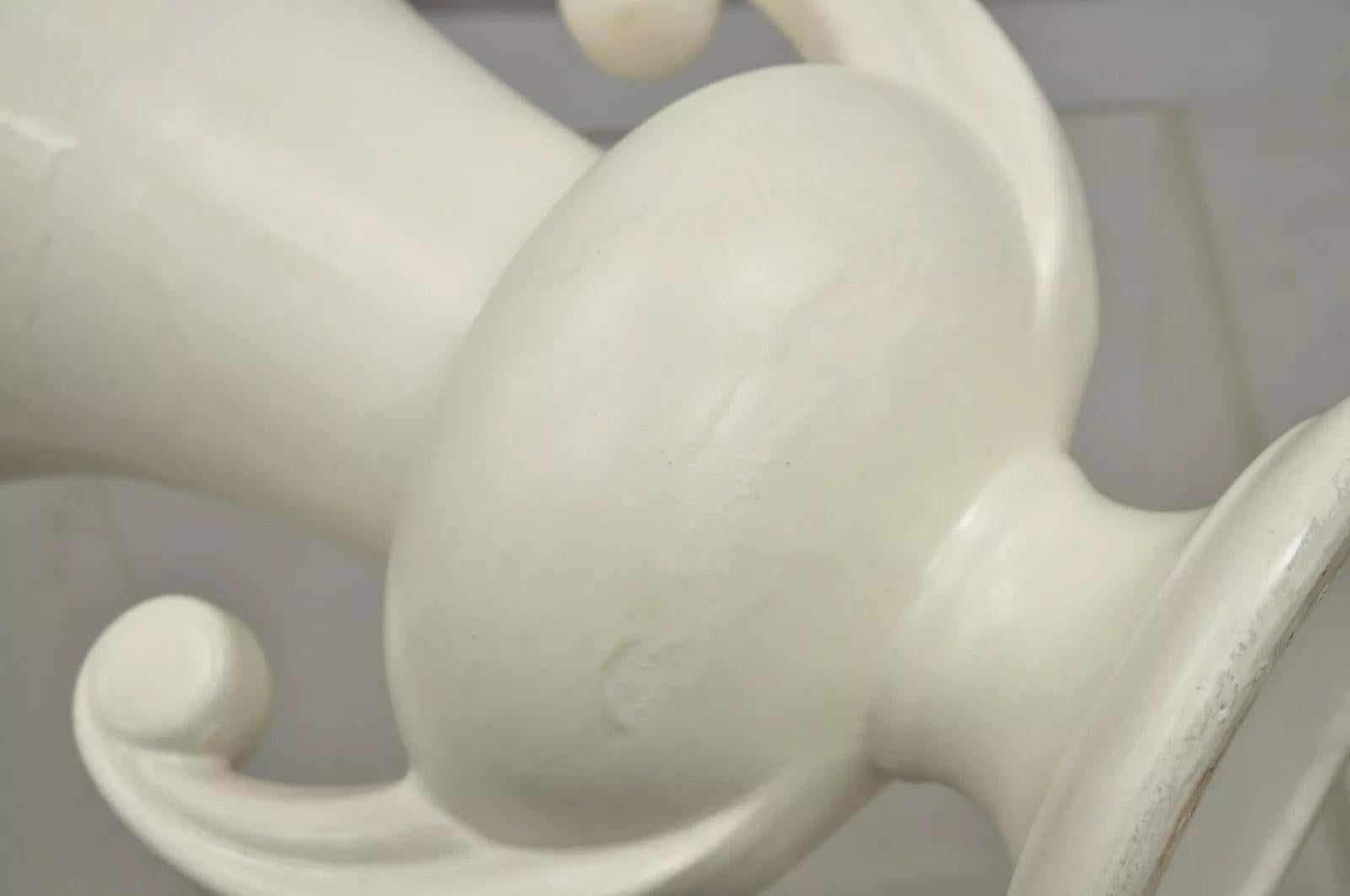 Ceramica Vaso d'epoca Art Deco in ceramica smaltata bianca alto 15