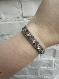 Vintage Art Deco Bracciale largo con diamanti in filigrana 1,2 carati