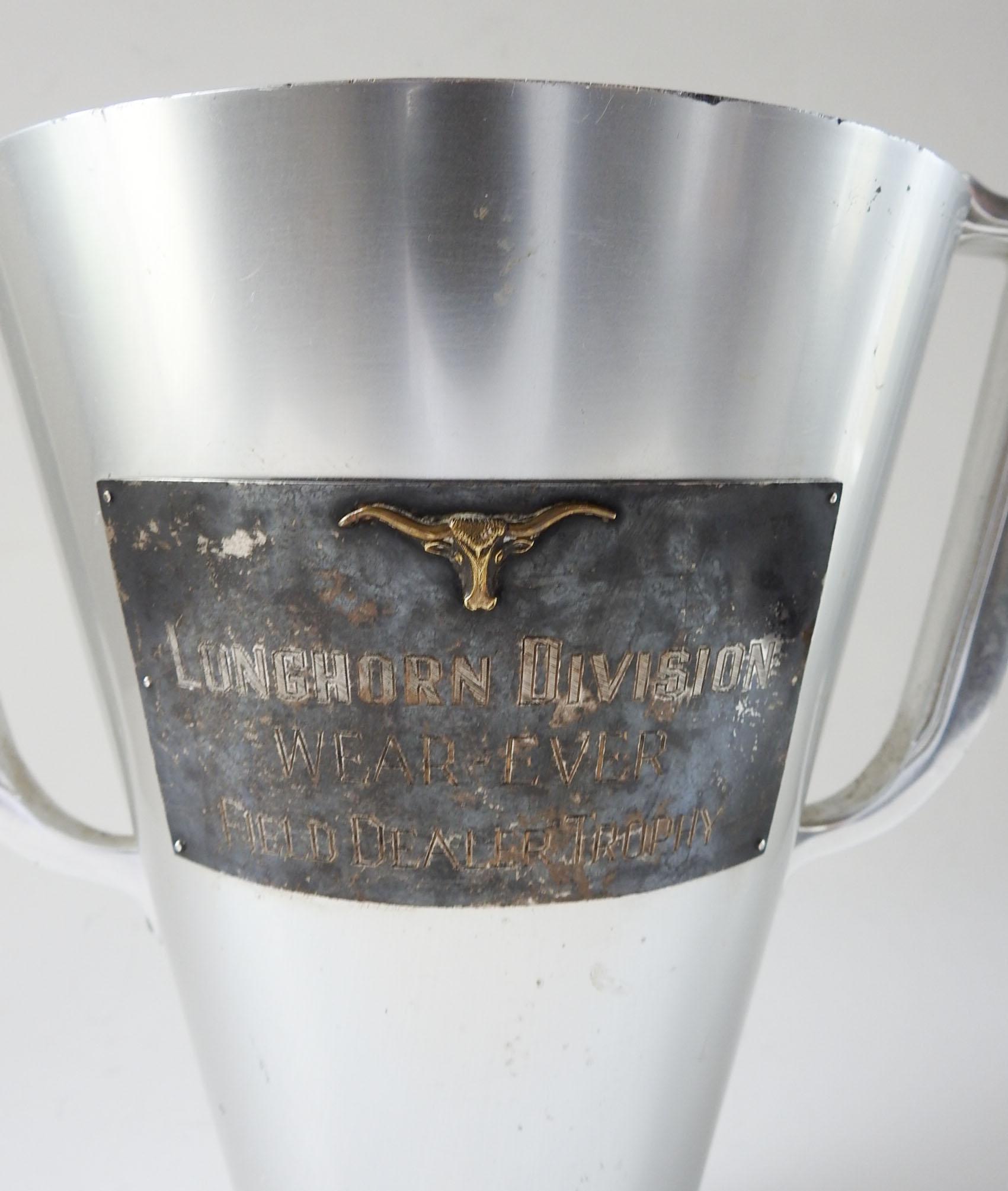American Vintage Art Deco Wine Cooler Bucket Trophy Longhorn Plaque For Sale