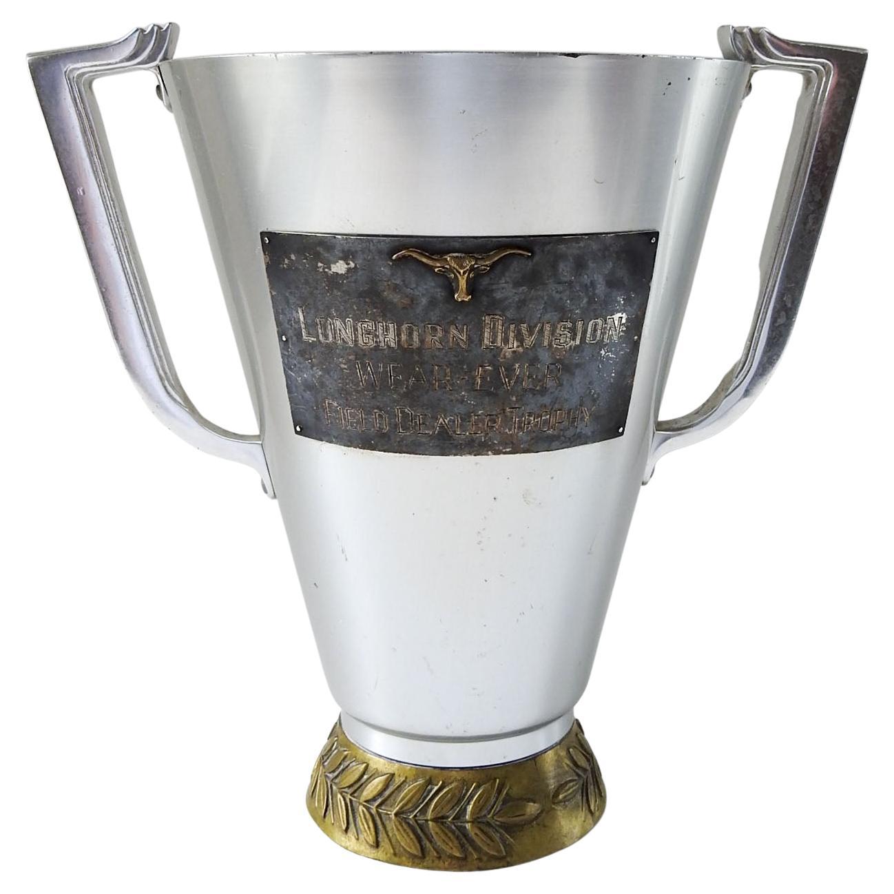 Vintage Art Deco Wine Cooler Bucket Trophy Longhorn Plaque For Sale