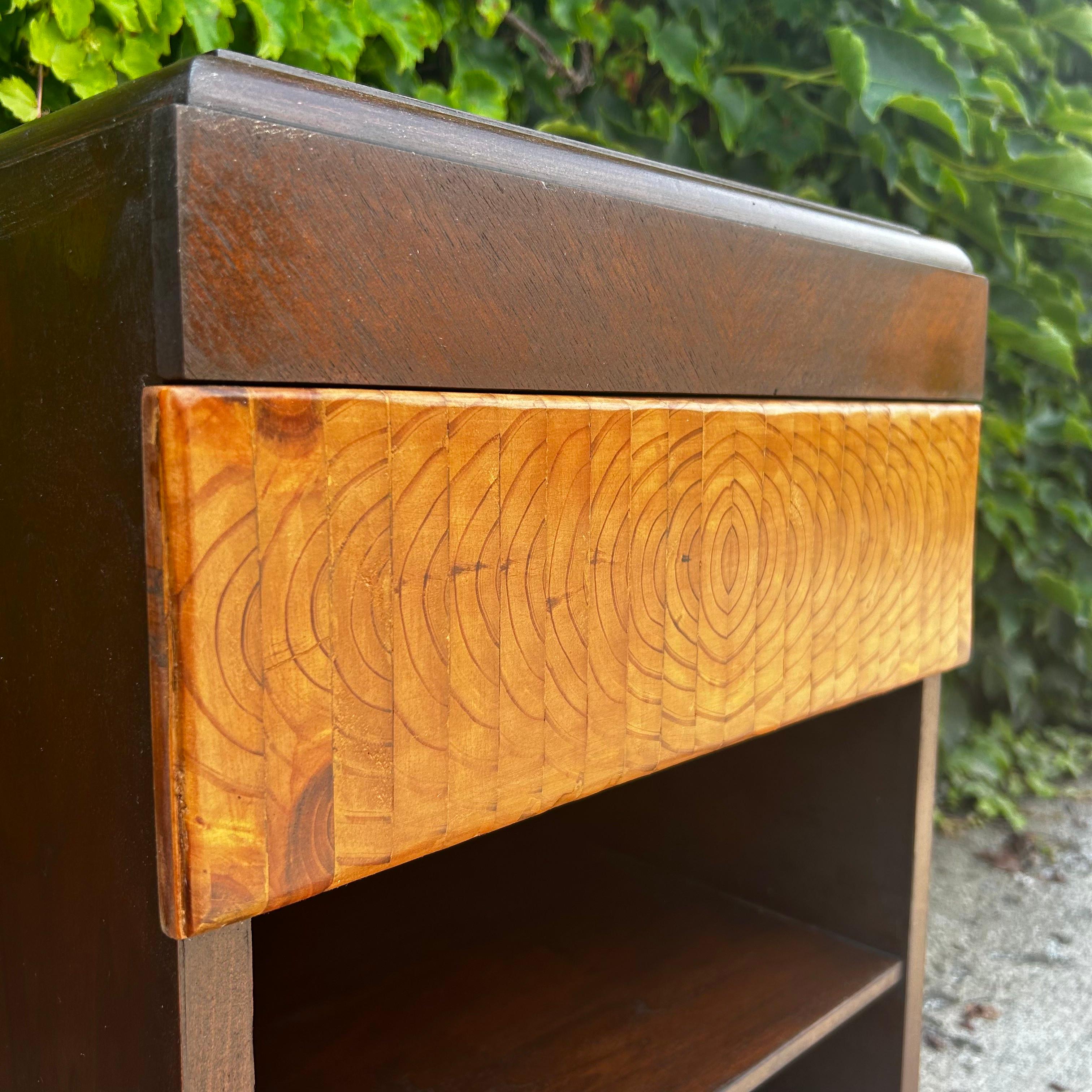 Stained Vintage Art Deco Wood Side Table  For Sale