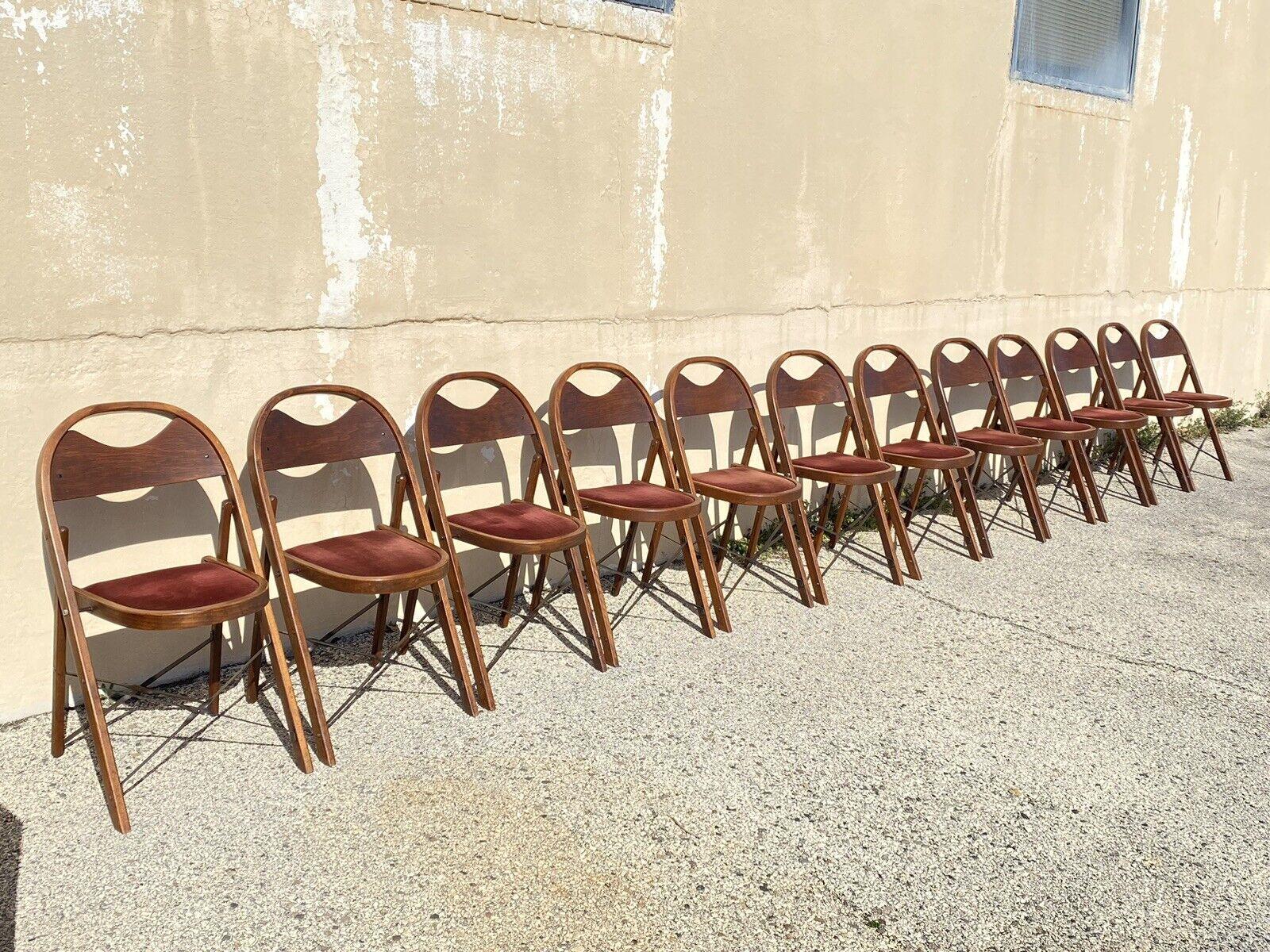 Vintage Art Deco Wooden Theatre Folding Chairs by General Sales Co Set of 6 'A' For Sale 6