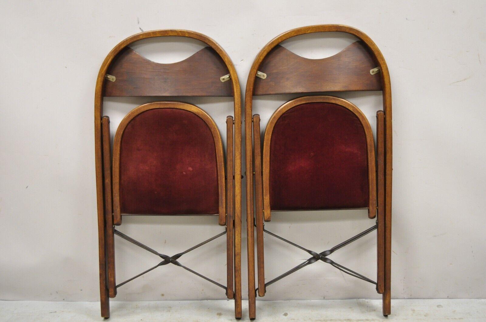 Vintage Art Deco Wooden Theatre Folding Chairs by General Sales Co Set of 6 'A' In Good Condition For Sale In Philadelphia, PA