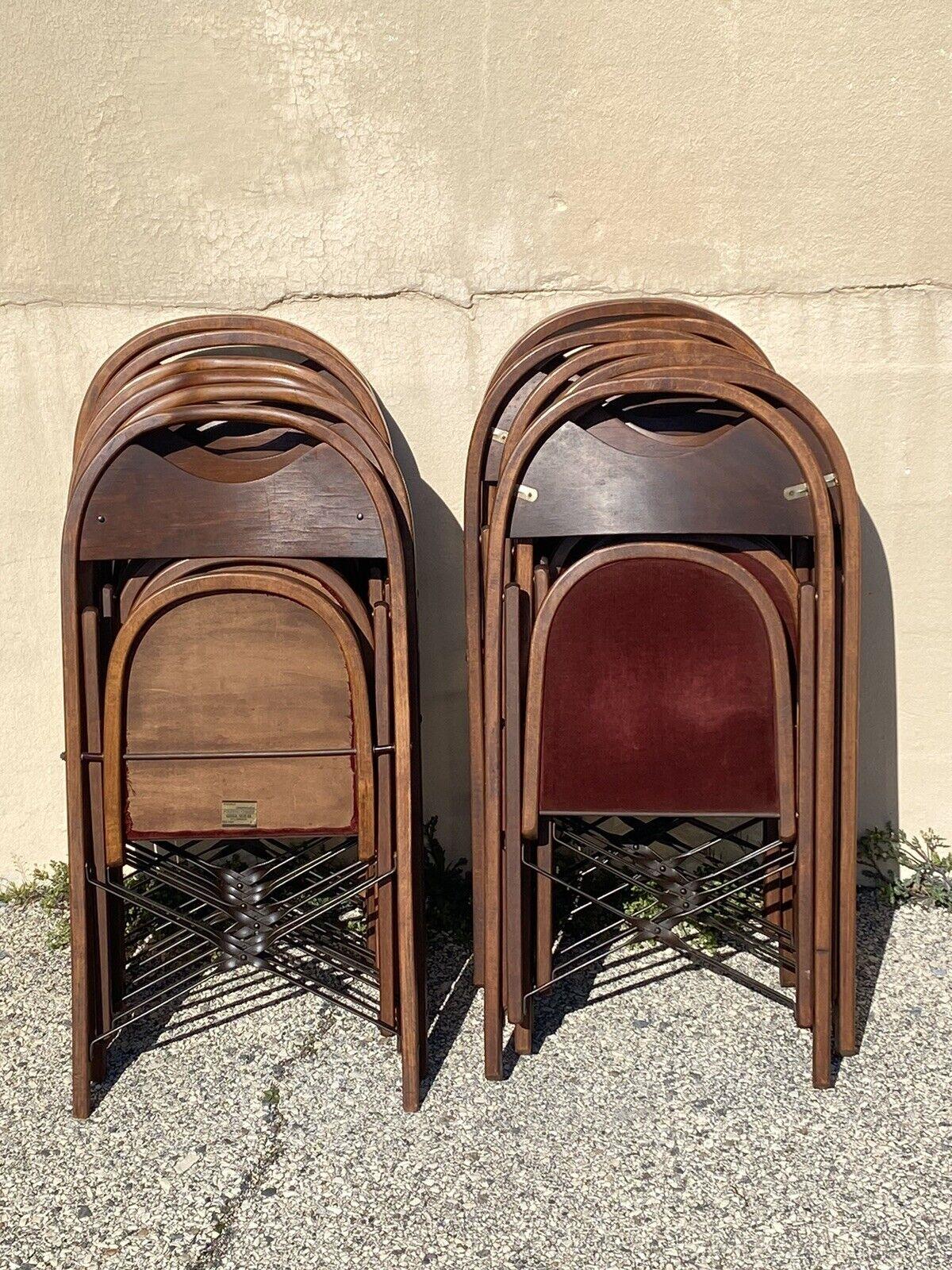 Vintage Art Deco Wooden Theatre Folding Chairs by General Sales Co Set of 6 'A' For Sale 4