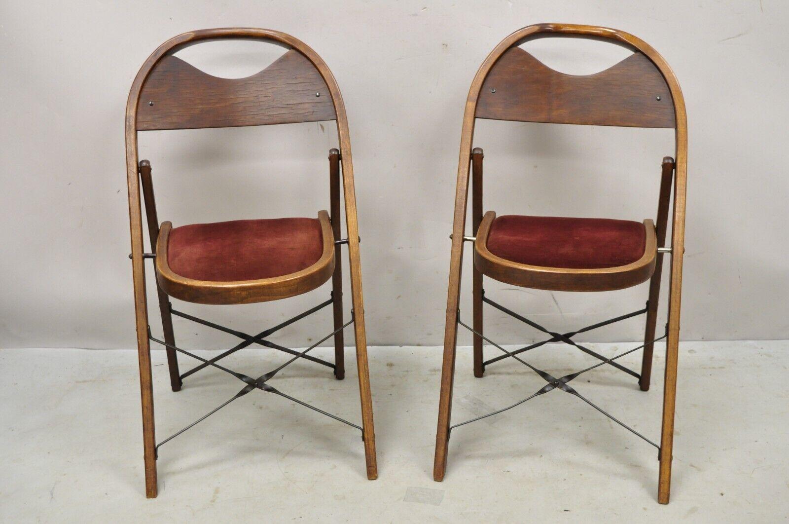 Vintage Art Deco Wooden Theatre Folding Chairs by General Sales Co Set of 6 'B' In Good Condition For Sale In Philadelphia, PA