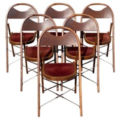Vintage Art Deco Wooden Theatre Folding Chairs by General Sales Co Set of 6 'B'
