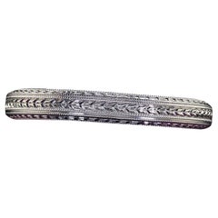 Vintage Art Deco Woods Sons 18K White Gold Engraved Wheat Pattern Wedding Band
