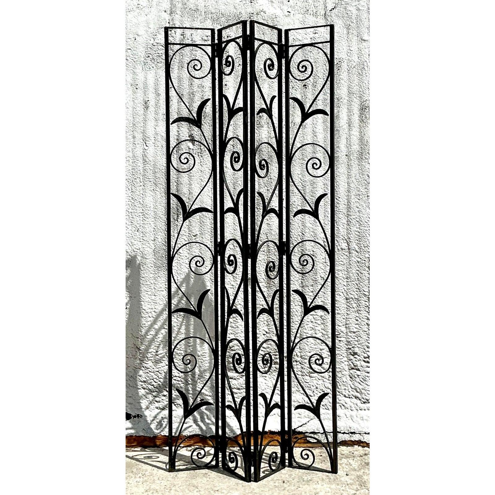 Vintage Art Deco Wrought Iron Screen For Sale 1