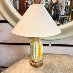 Vintage Art Deco Yellow and White Lamp by Charles Catteau for Boch, 1923