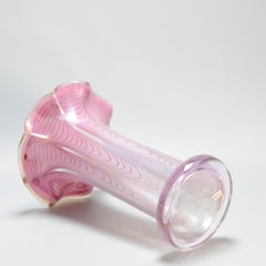 Vintage Art Erwin Eisch Glass Germany Pink Vase in the Shape of A Flower