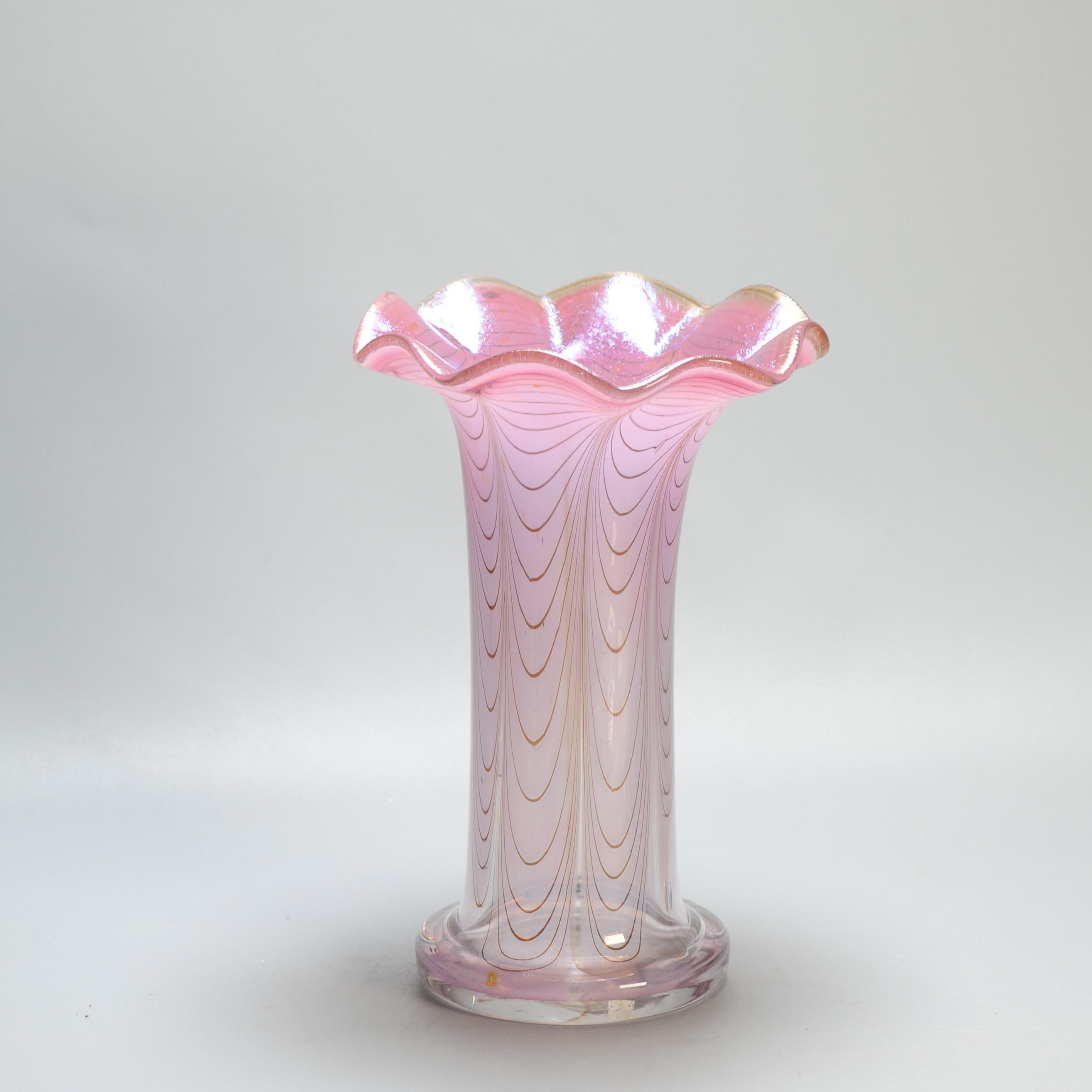 Art Erwin Eisch Glass Allemagne vase rose en forme de fleur en vente 1