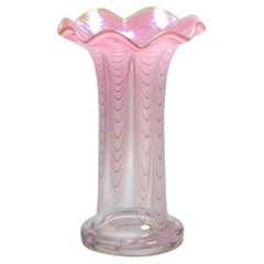Vintage Art Erwin Eisch Glass Germany Pink Vase in the Shape of A Flower