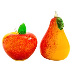 Vintage Art Glass Apple and Pear