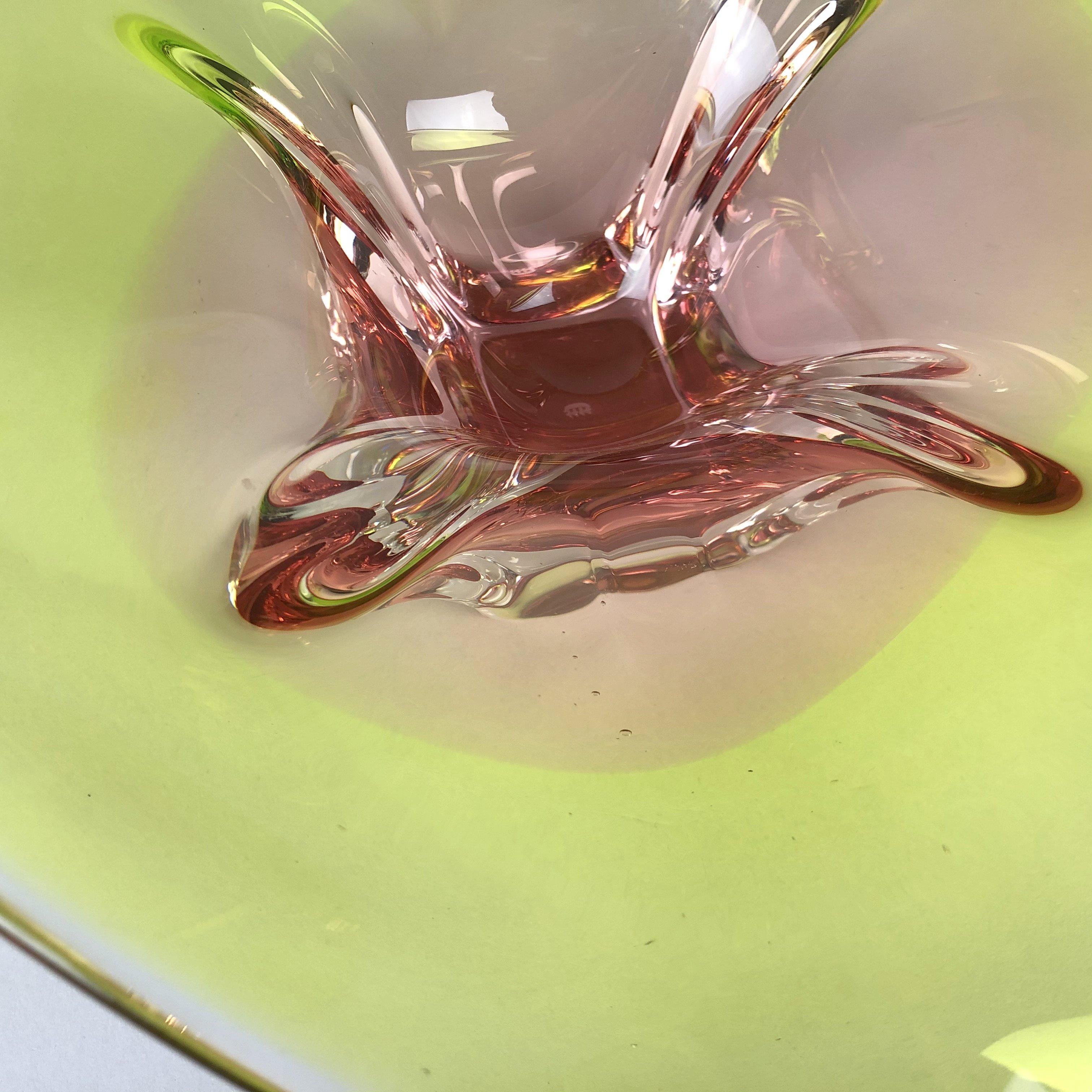 Vintage Art Glass Bowl by Chribska Glasswork, 1960s For Sale 2