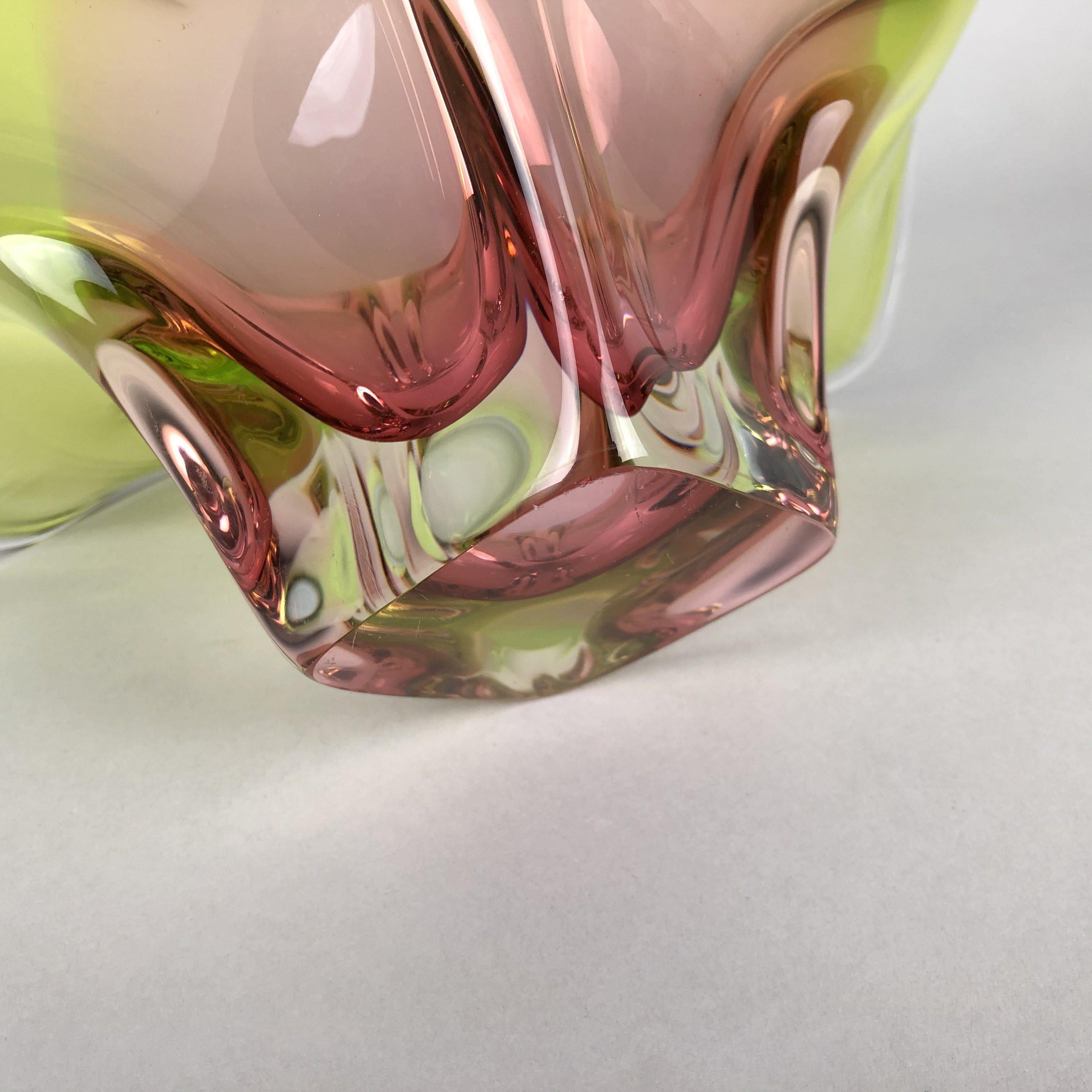 Vintage Art Glass Bowl by Chribska Glasswork, 1960s For Sale 3