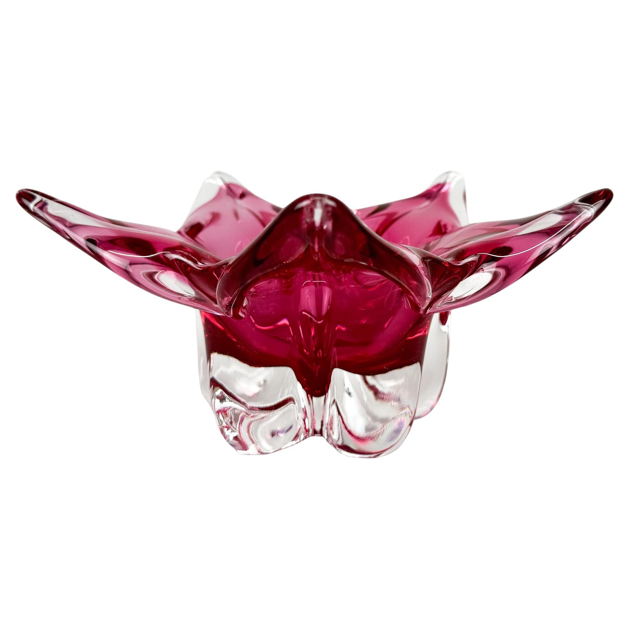 Bol en verre d'art vintage de Josef Hospodka pour Chribska Glassworks, années 1960