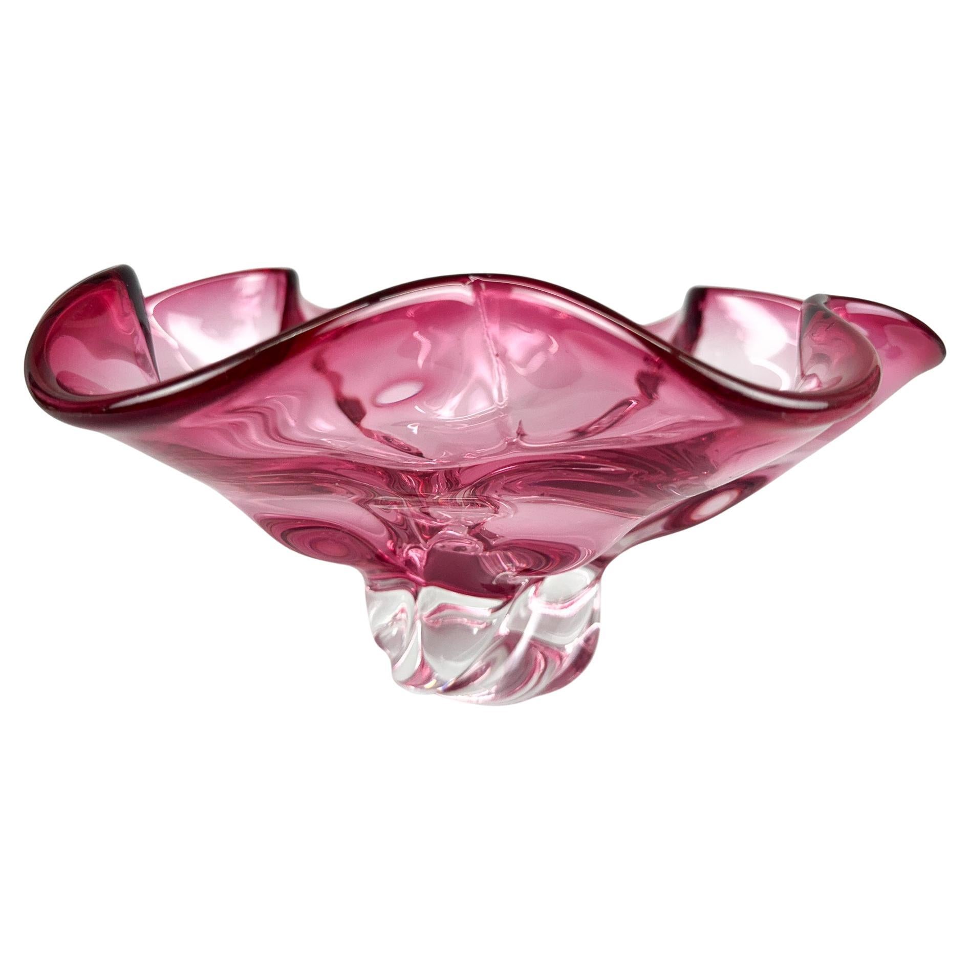 Bol en verre d'art vintage de Josef Hospodka pour Chribska Glassworks, années 1960