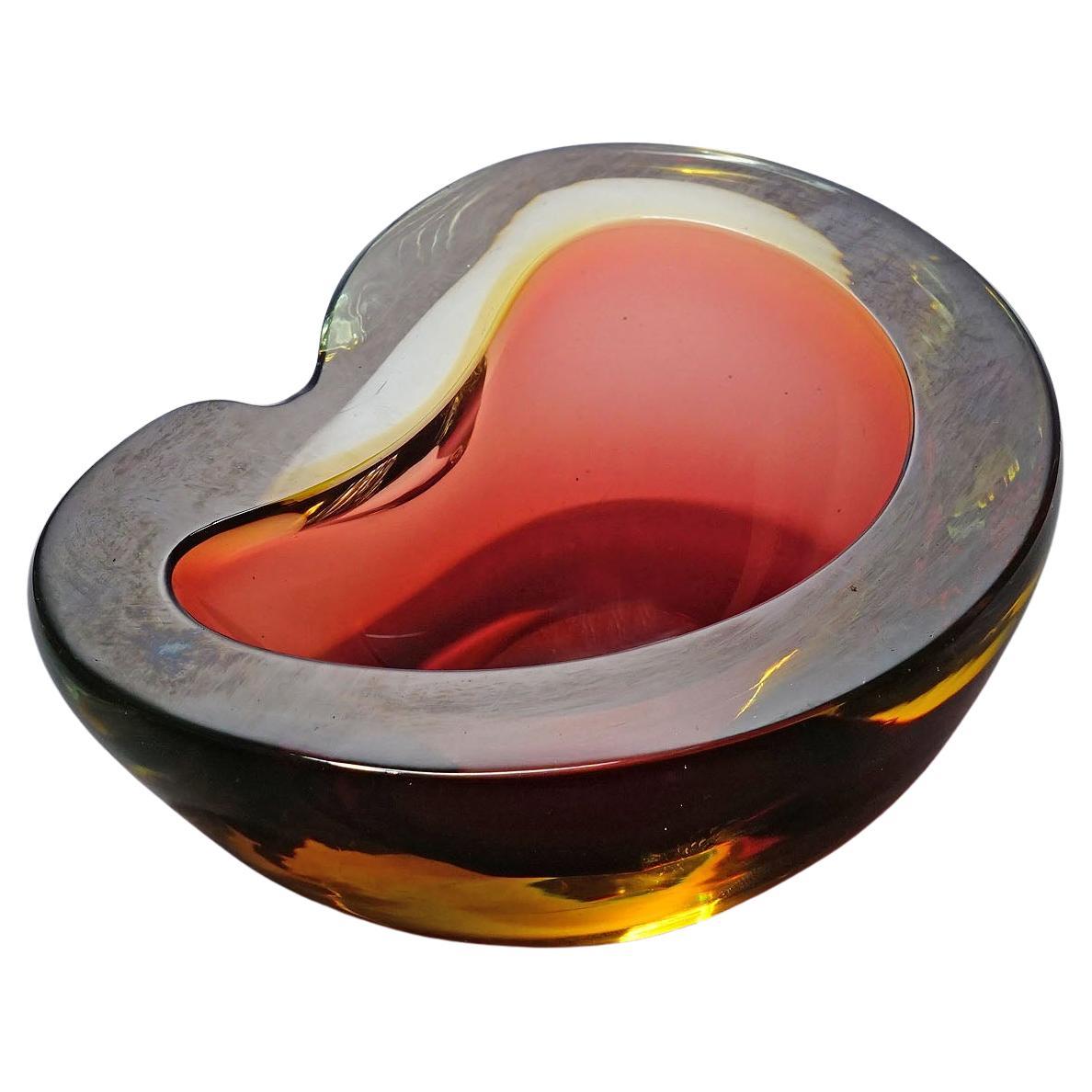 Cuenco vintage de vidrio artístico de Seguso Murano años 50