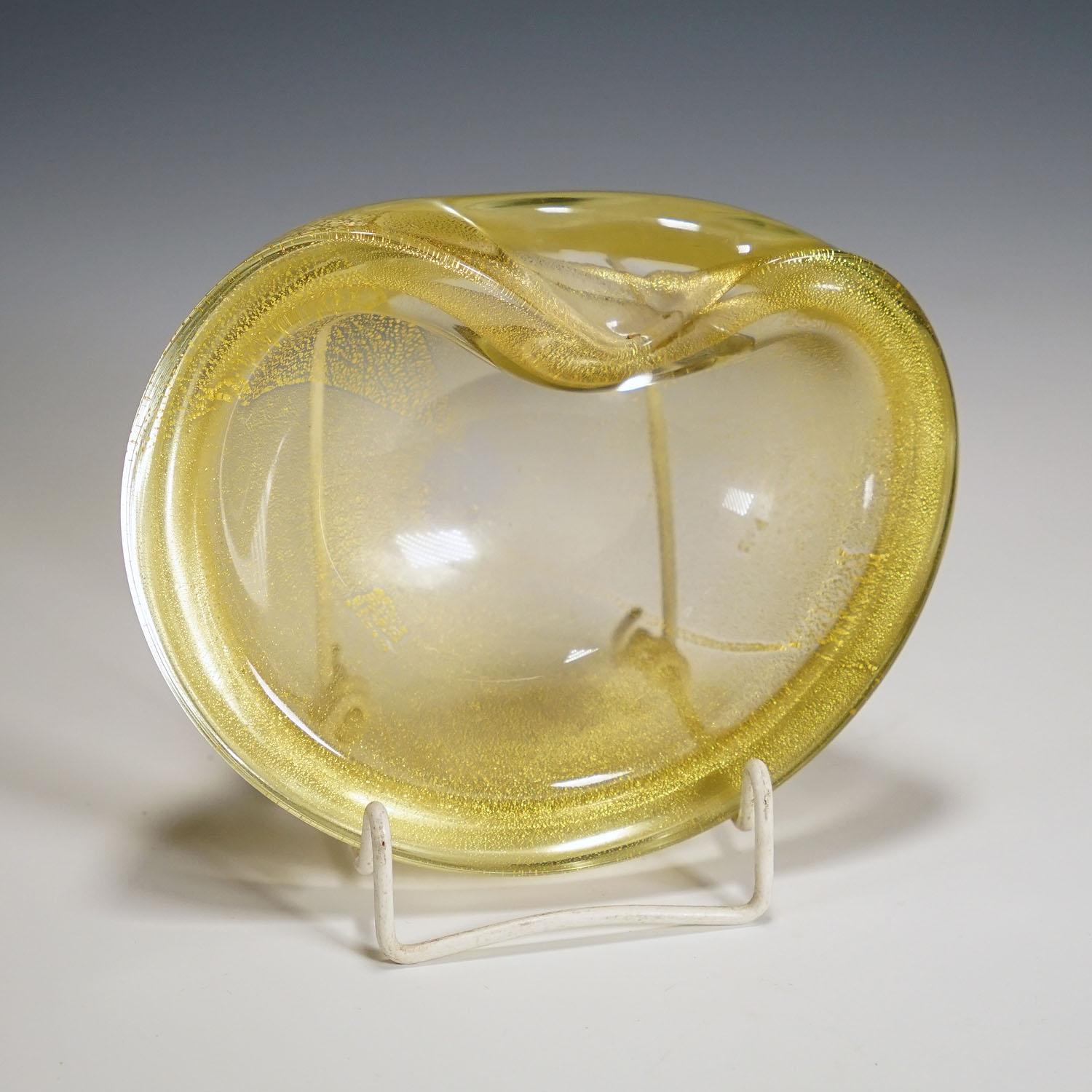 Vintage-Schale aus Kunstglas mit Goldfolie, Murano, Italien, 1950er Jahre im Zustand „Gut“ im Angebot in Berghuelen, DE